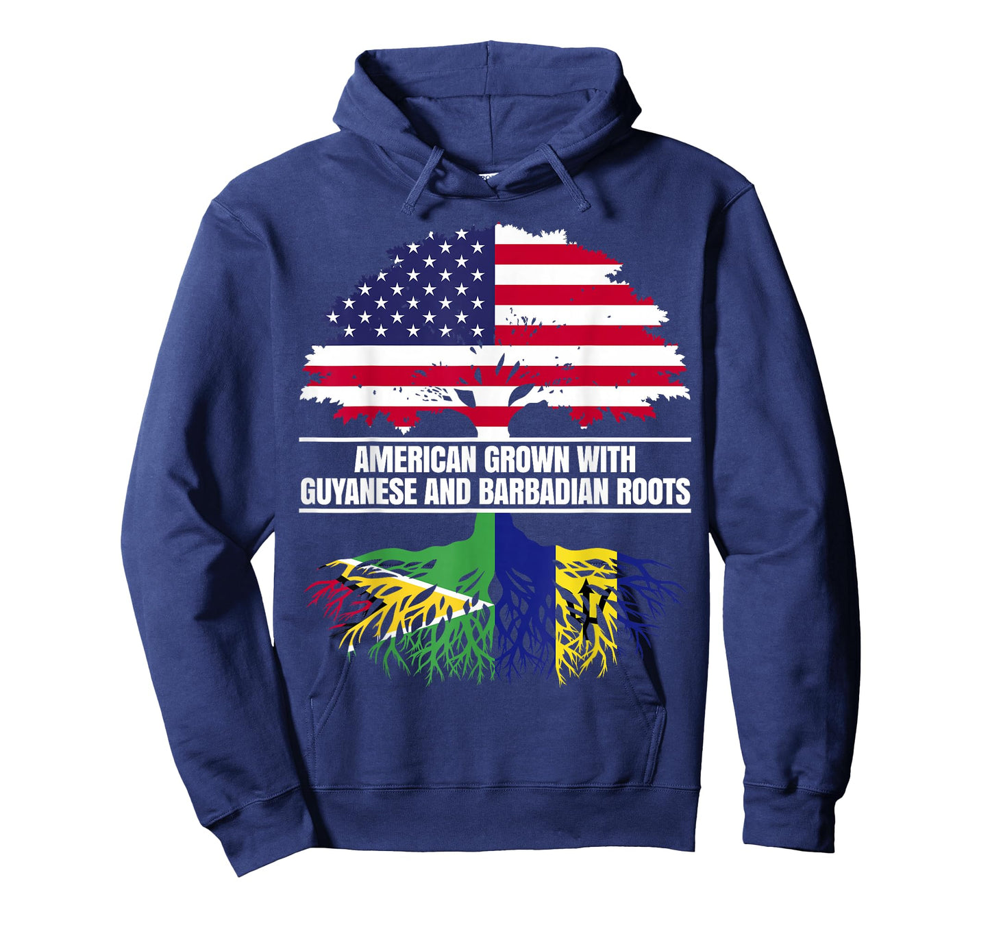American Grown with Flag Heritage Guyanese Barbadian Roots T-Shirt