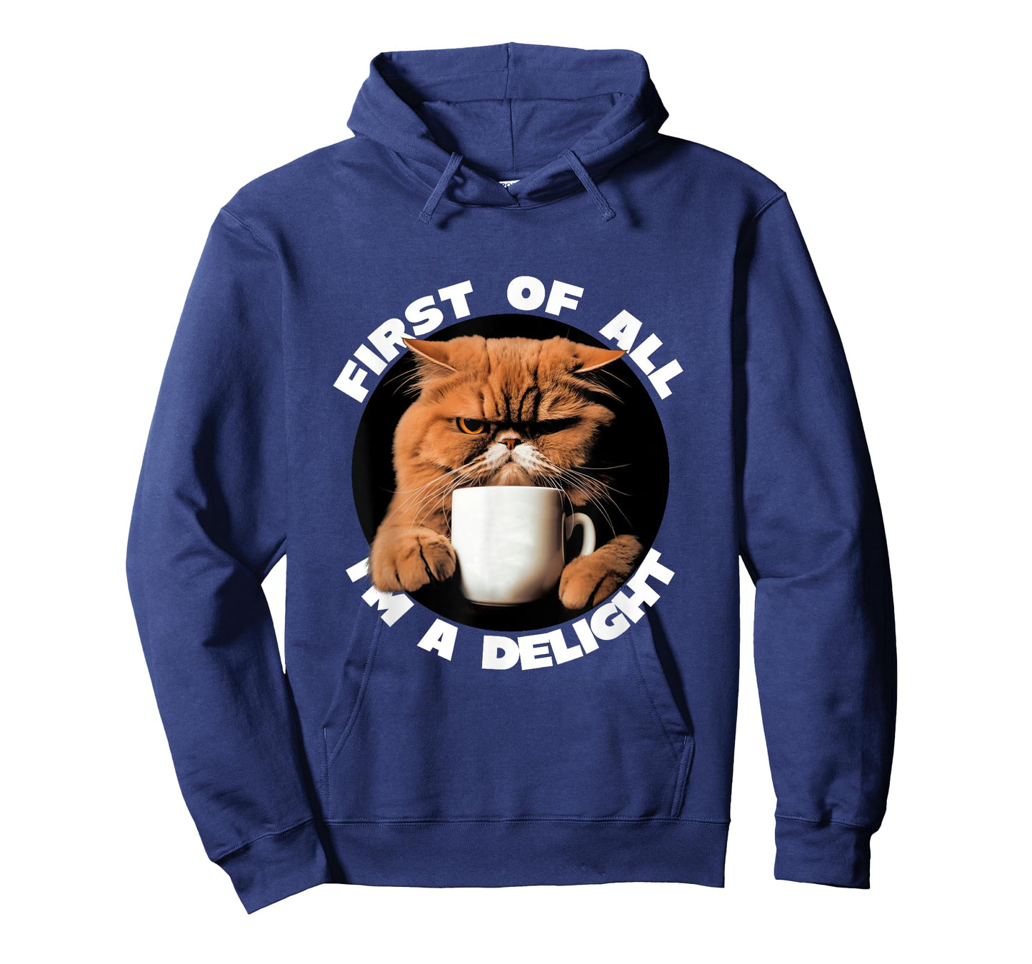 First Of All I'm A Delight Sarcastic Coffee Grumpy Funny Cat T-Shirt