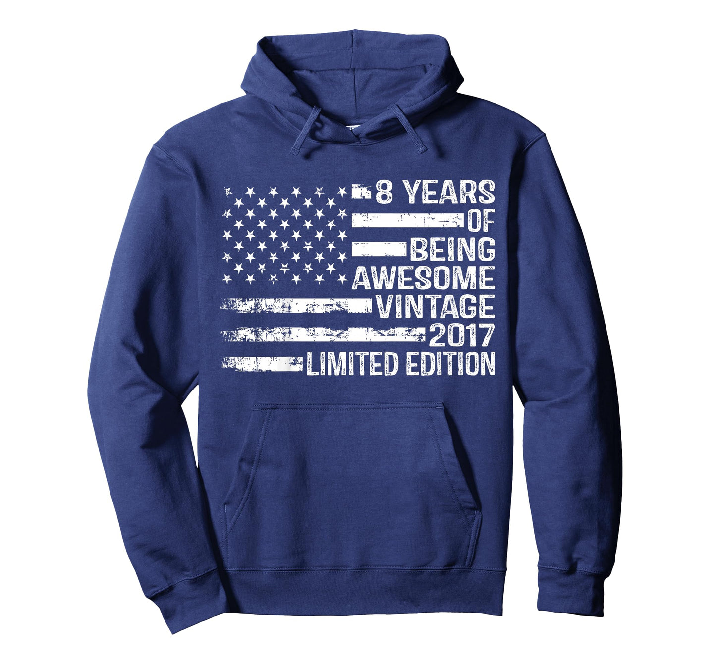 Kids 8 Years Old Birthday Vintage American Flag 8th Birthday T-Shirt