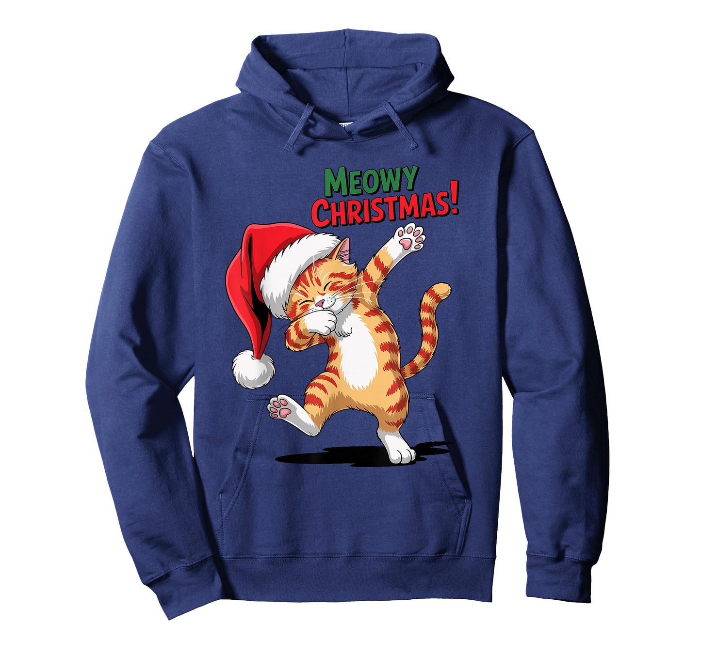 Meowy Christmas Cat Dabbing in Santha Hat Xmas Funny T-Shirt