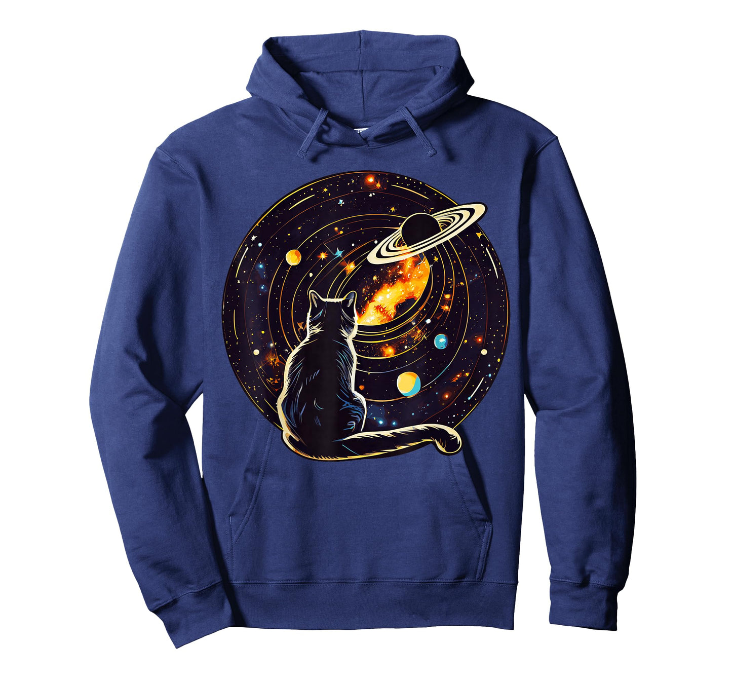 Cat Dad, Lover T-Shirt: Cat Staring at Planet Saturn