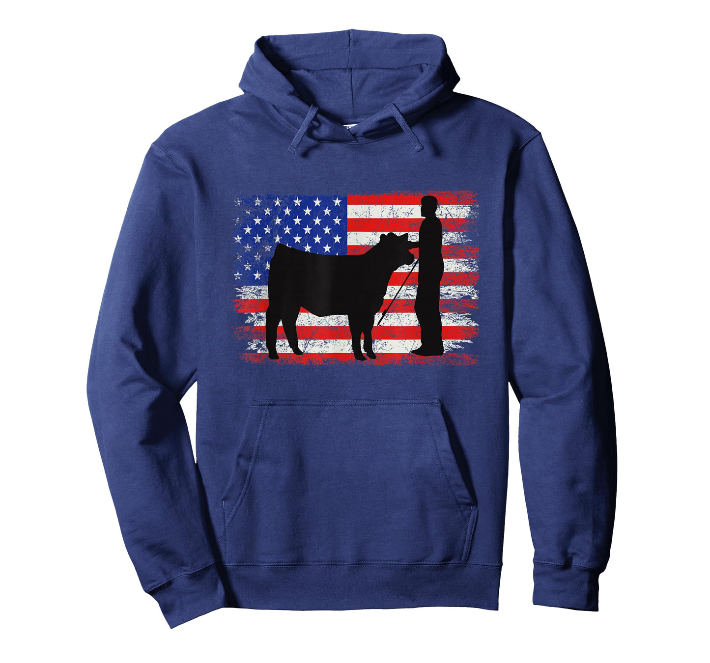Cattle American Patriotic USA Flag - Fun Cattle Show T-Shirt