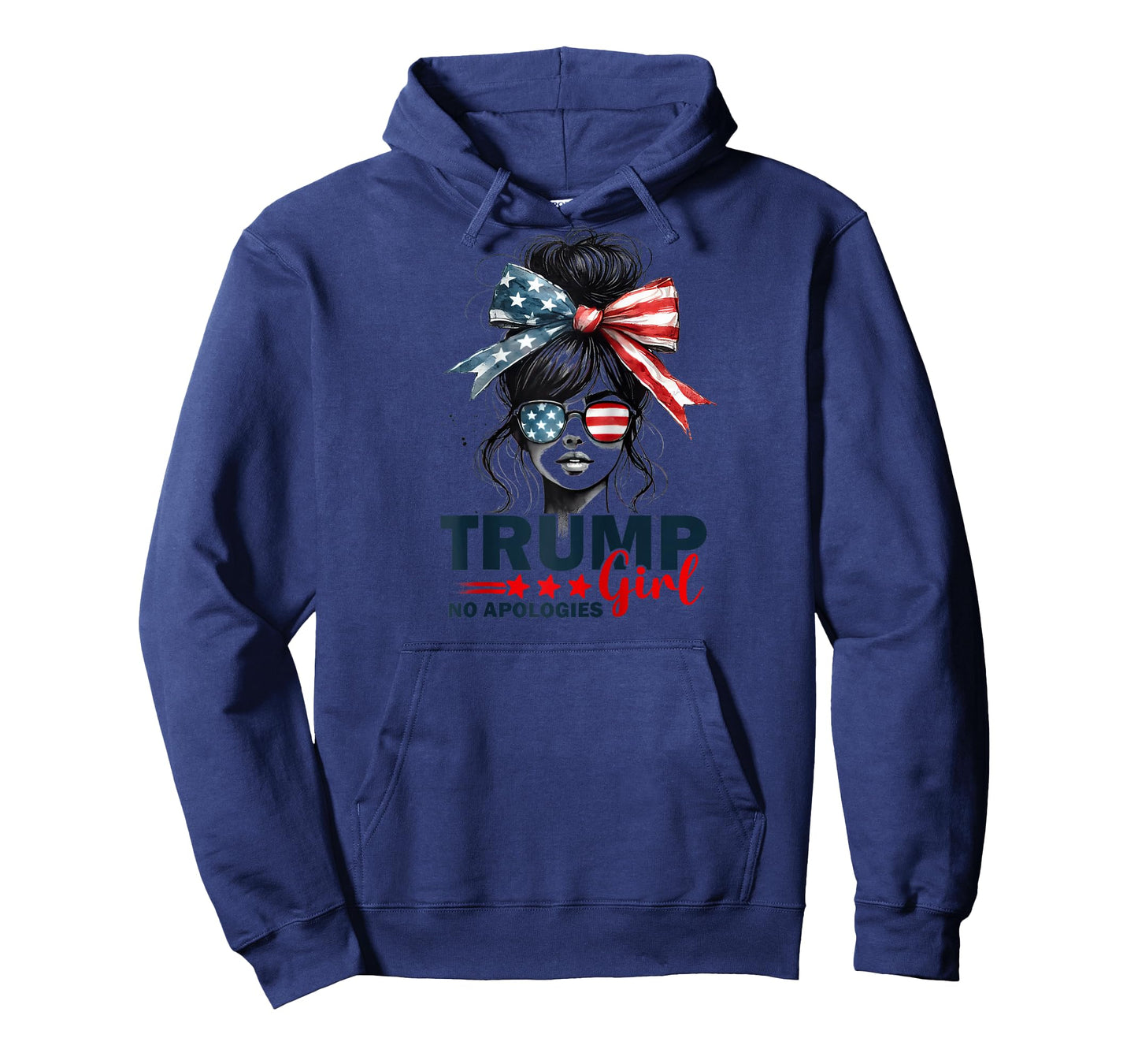 Trump Girl No Apologies Messy Bun Sunglasses Trump 2024 USA Raglan Baseball Tee