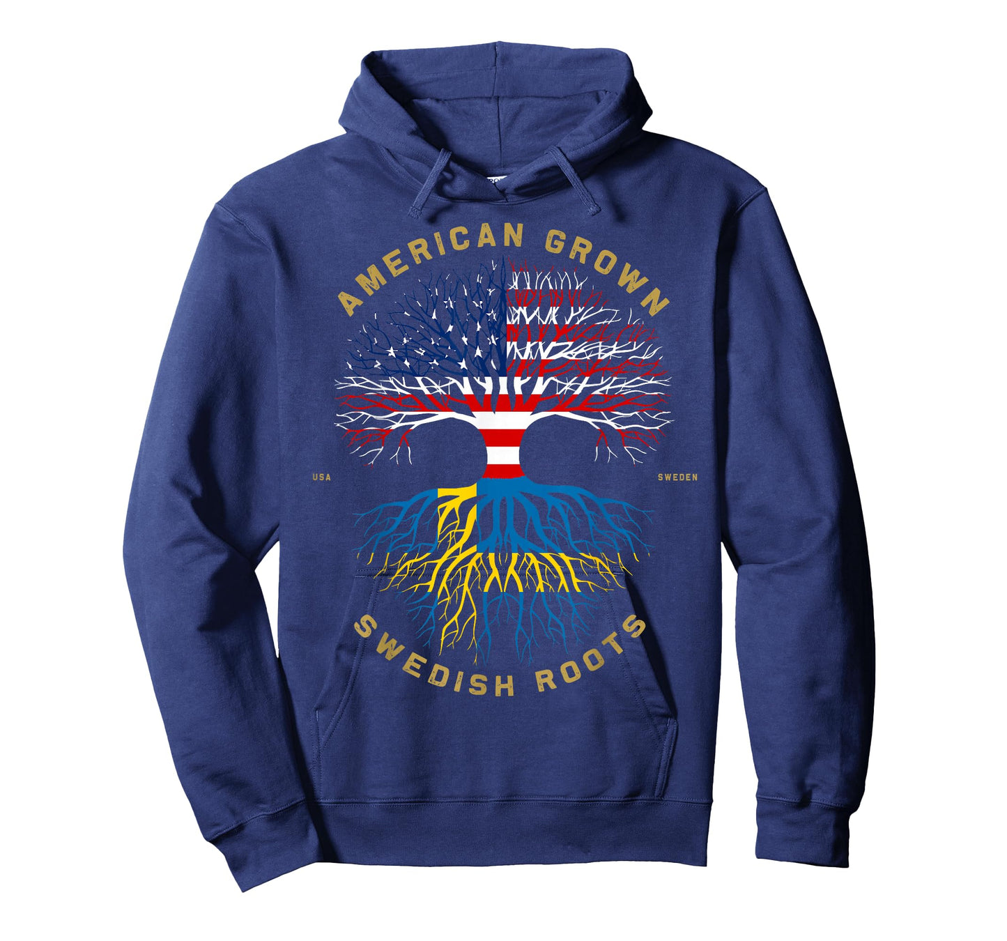 American Grown with Swedish Roots Tree USA Flag Unique Gifts T-Shirt