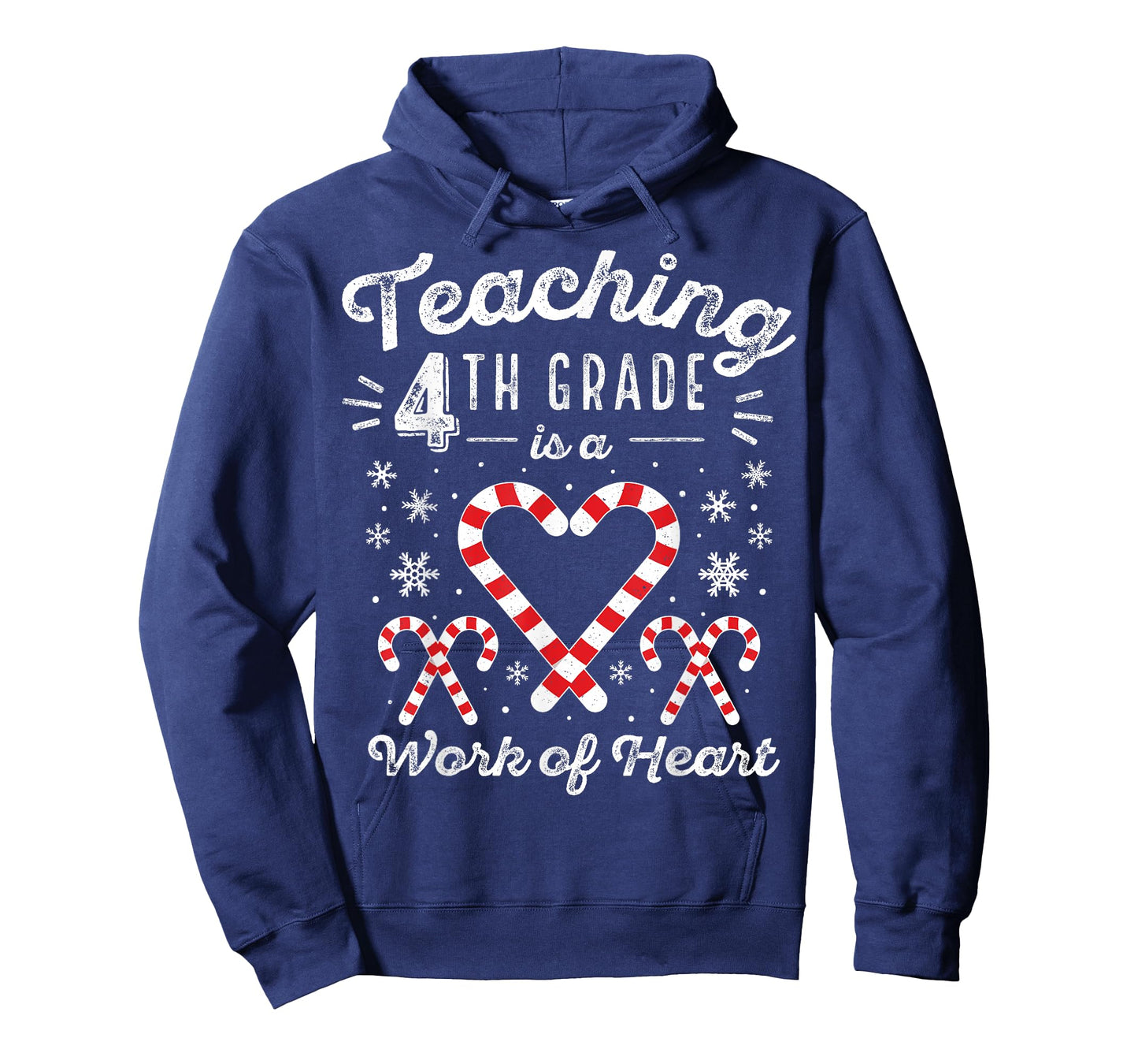 Christmas Candy Cane Work of Heart Fourth 4th Grade Teacher Men Women Kids T-Shirt