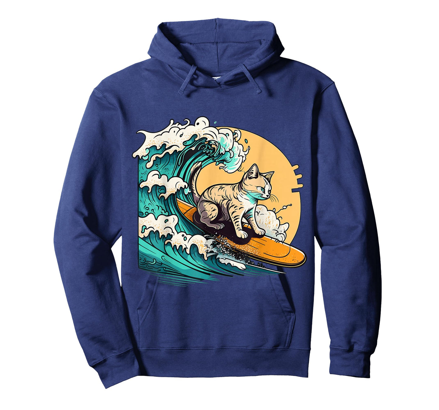 Surfer Cat, Cat On Surfboard, Cat Riding Wave, Funny Surfing T-Shirt