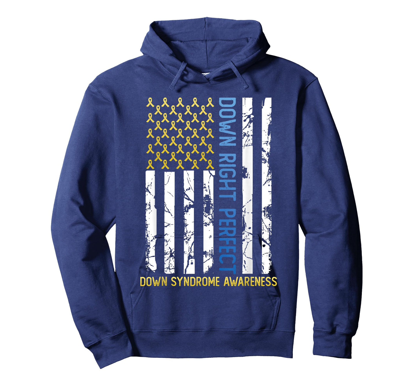 Down Right Perfect Yellow & Blue American Flag Down Syndrome T-Shirt