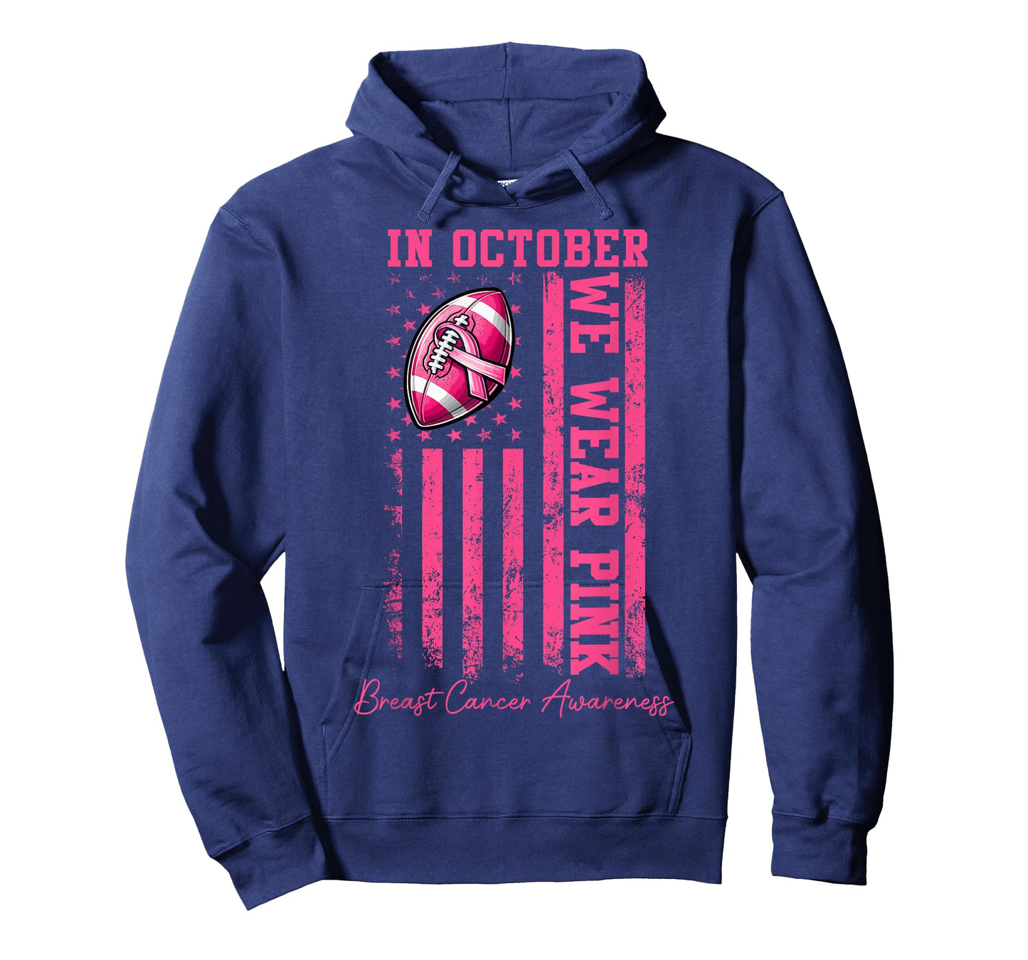 in October We Wear Pink Football Breast Cancer Awareness Men T-Shirt