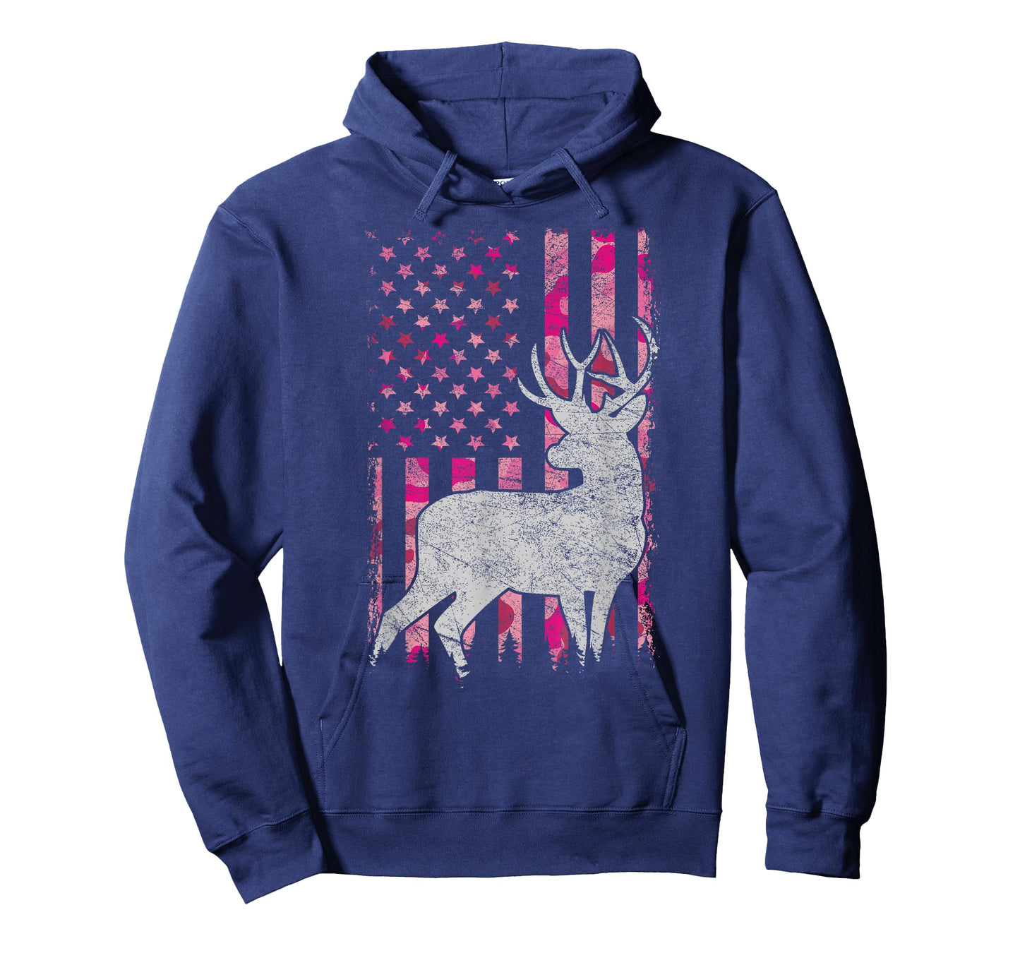 Women Girls Patriotic Pink Camo USA Flag Deer Hunter T-Shirt
