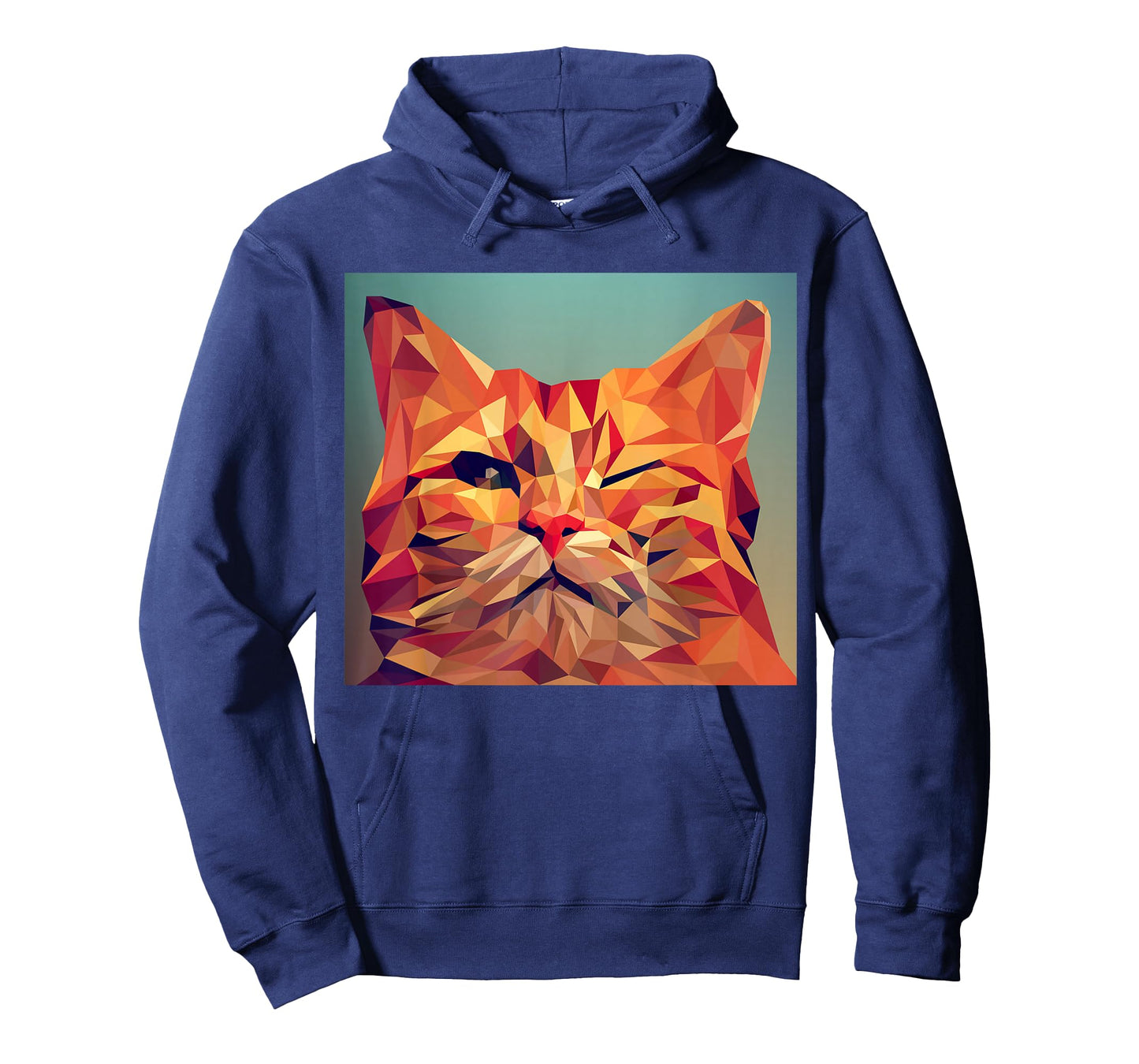 Winking Orange Cat Lover Feline Abstract Digital Poly Art T-Shirt