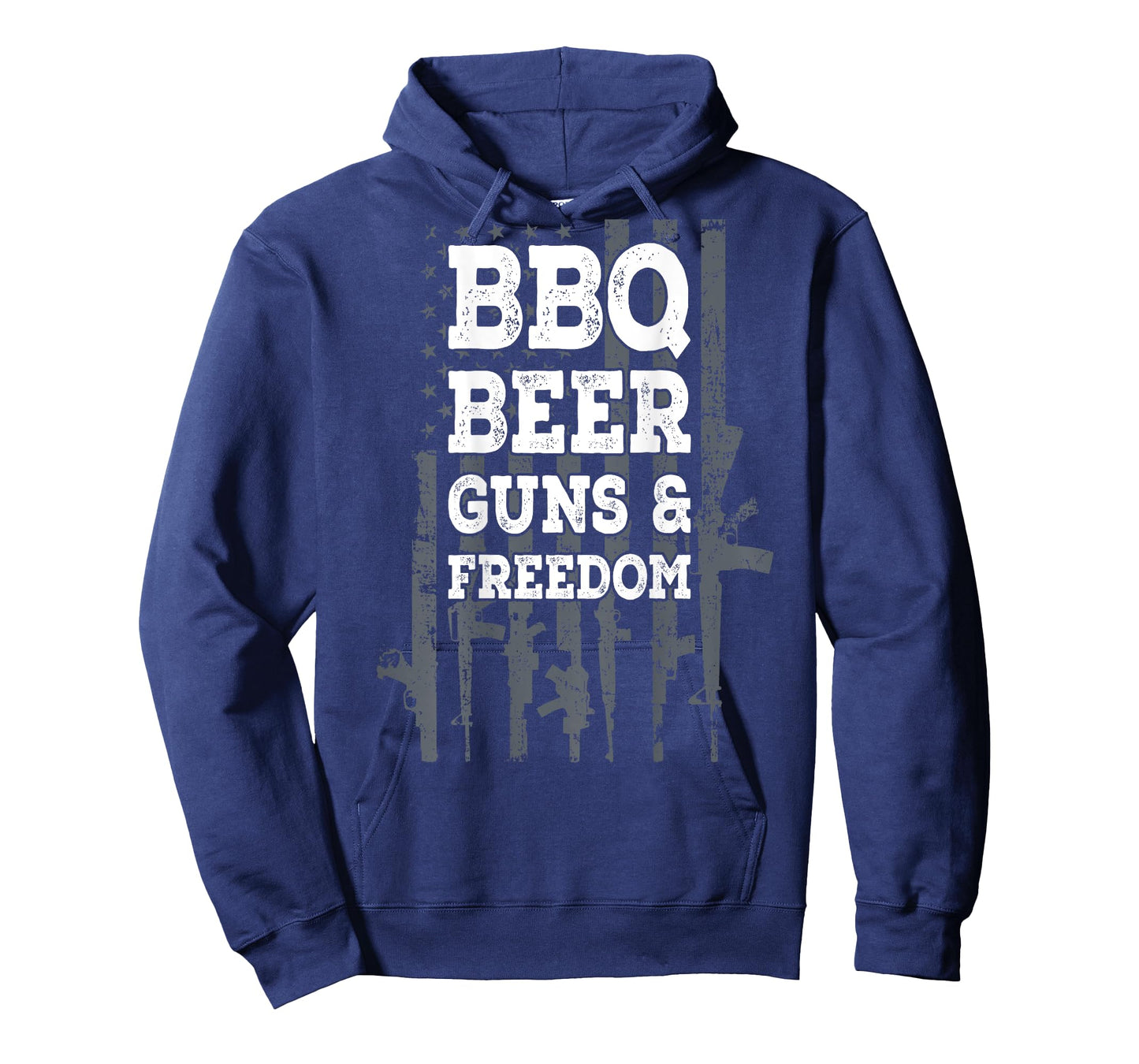 BBQ BEER GUNS & FREEDOM - USA Flag BBQ Drinking Gun ON BACK T-Shirt for Women Men