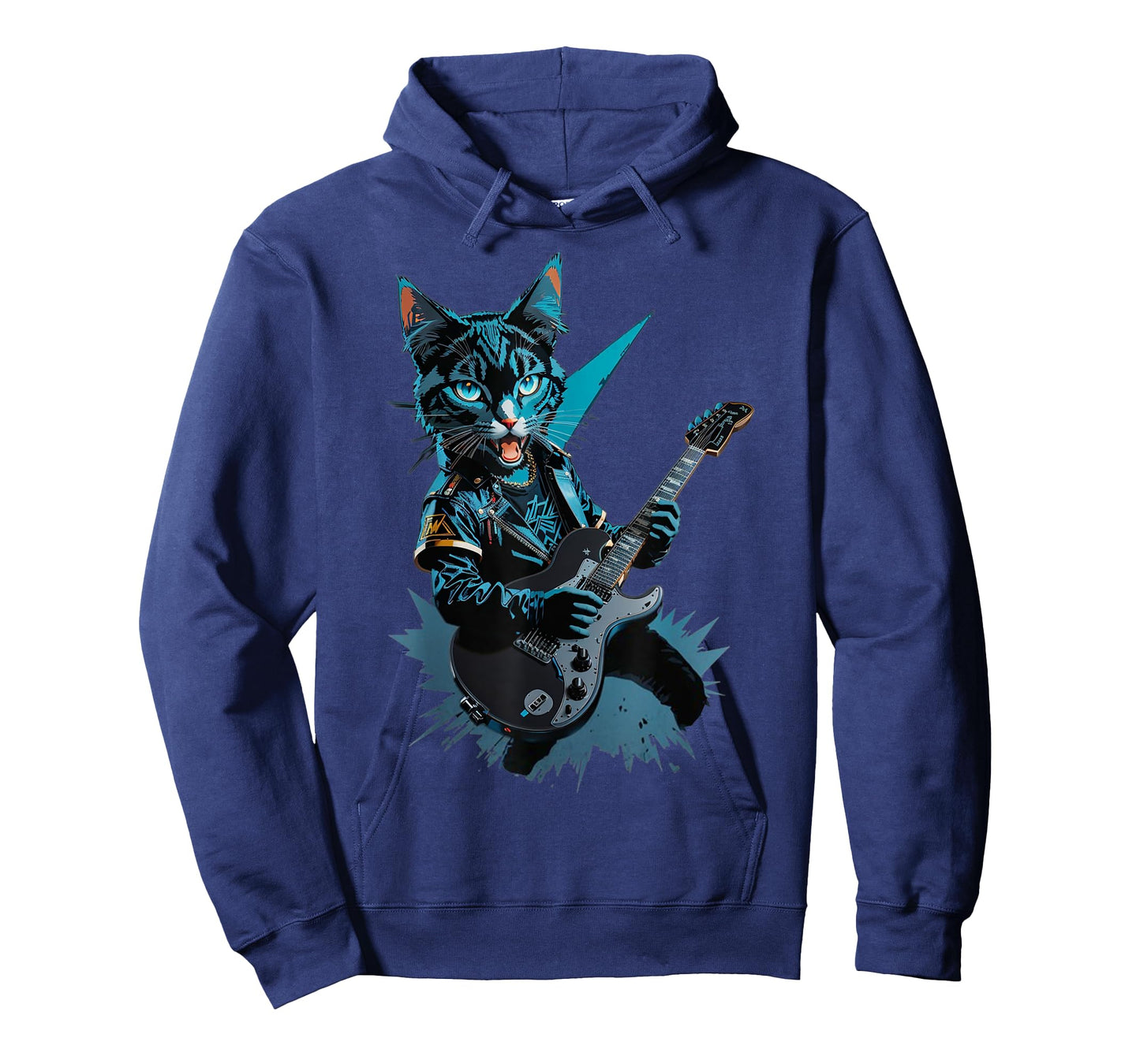 Cat Playing Electric Guitar Heavy Metal Rock Cat Lover T-Shirt for Men Women Girls Kids