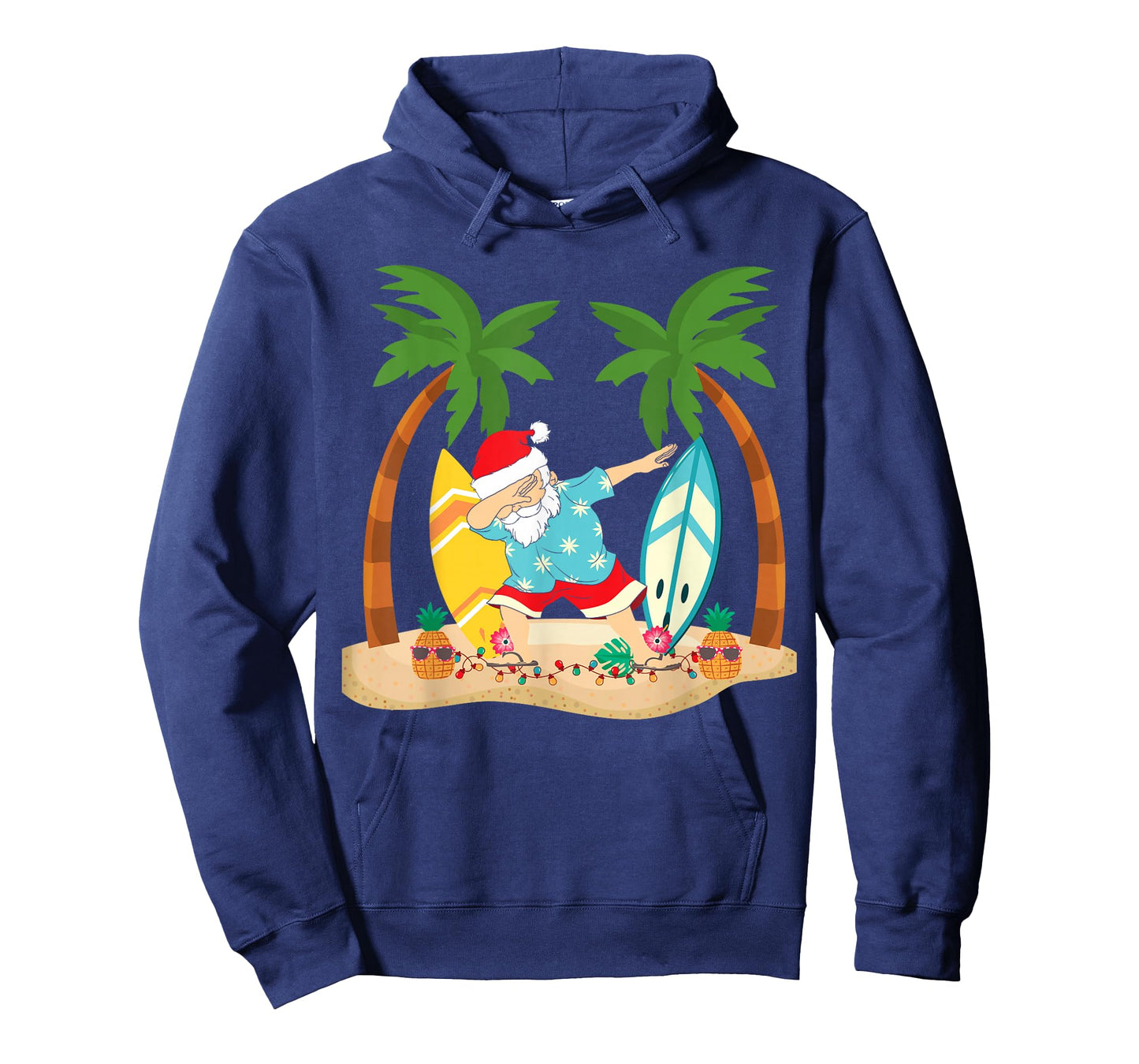 Christmas in July Dabbing Santa Tropical Beach Surfing T-Shirt