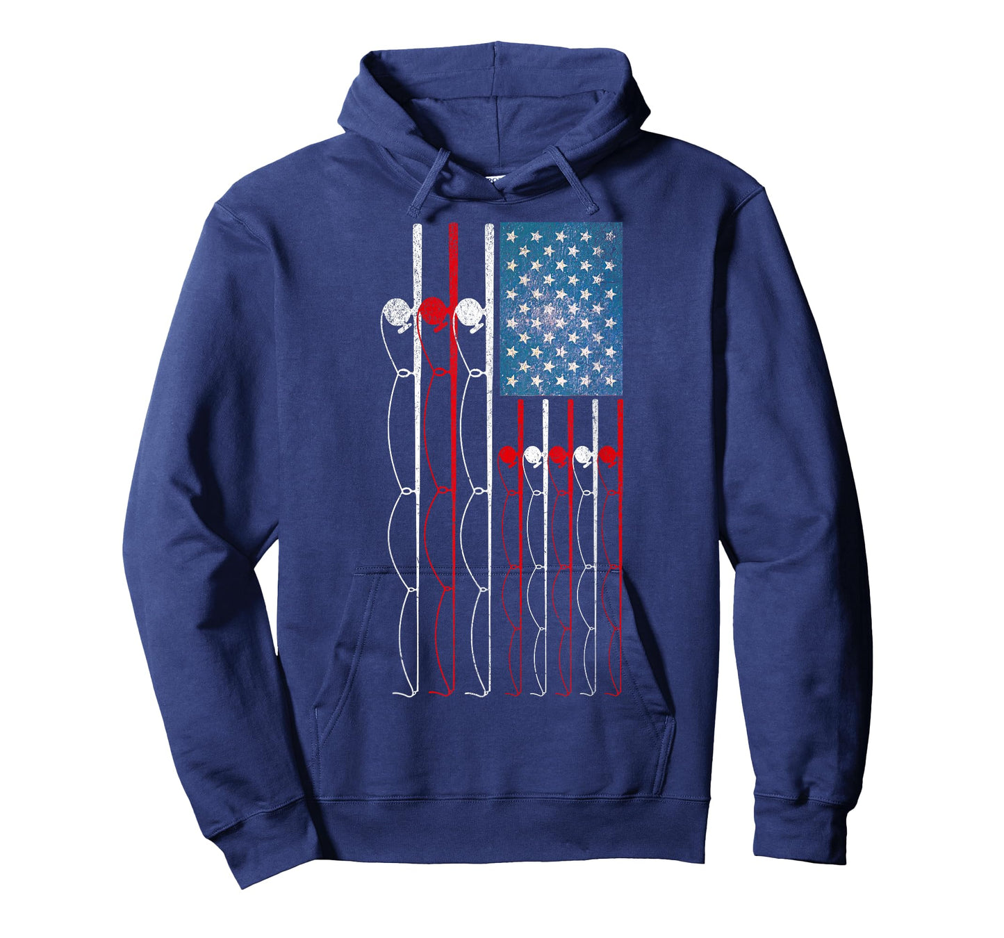 USA Flag Fishing Poles Patriotic Fisherman Flag Rod and Reel T-Shirt