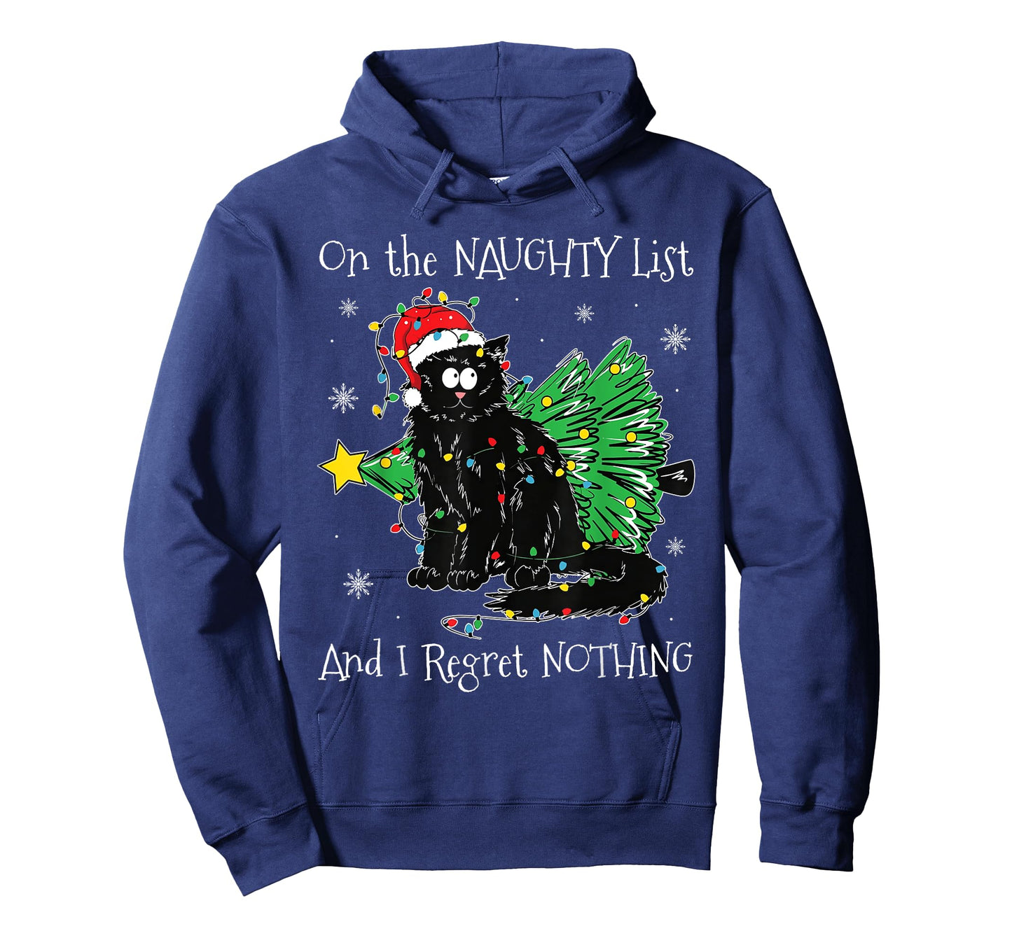 On The Naughty List And I Regret Nothing Cat Christmas Kids T-Shirt
