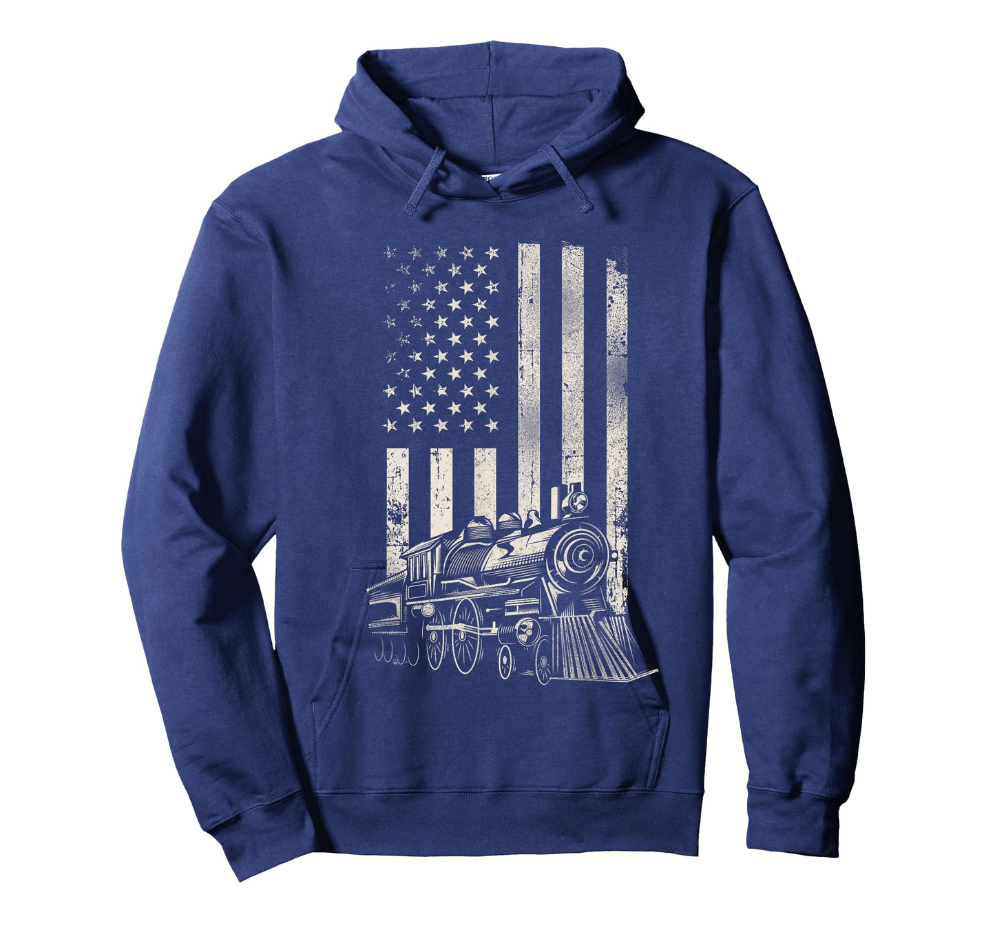 Steam Train Driver Trainspotting Locomotive American Flag T-Shirt