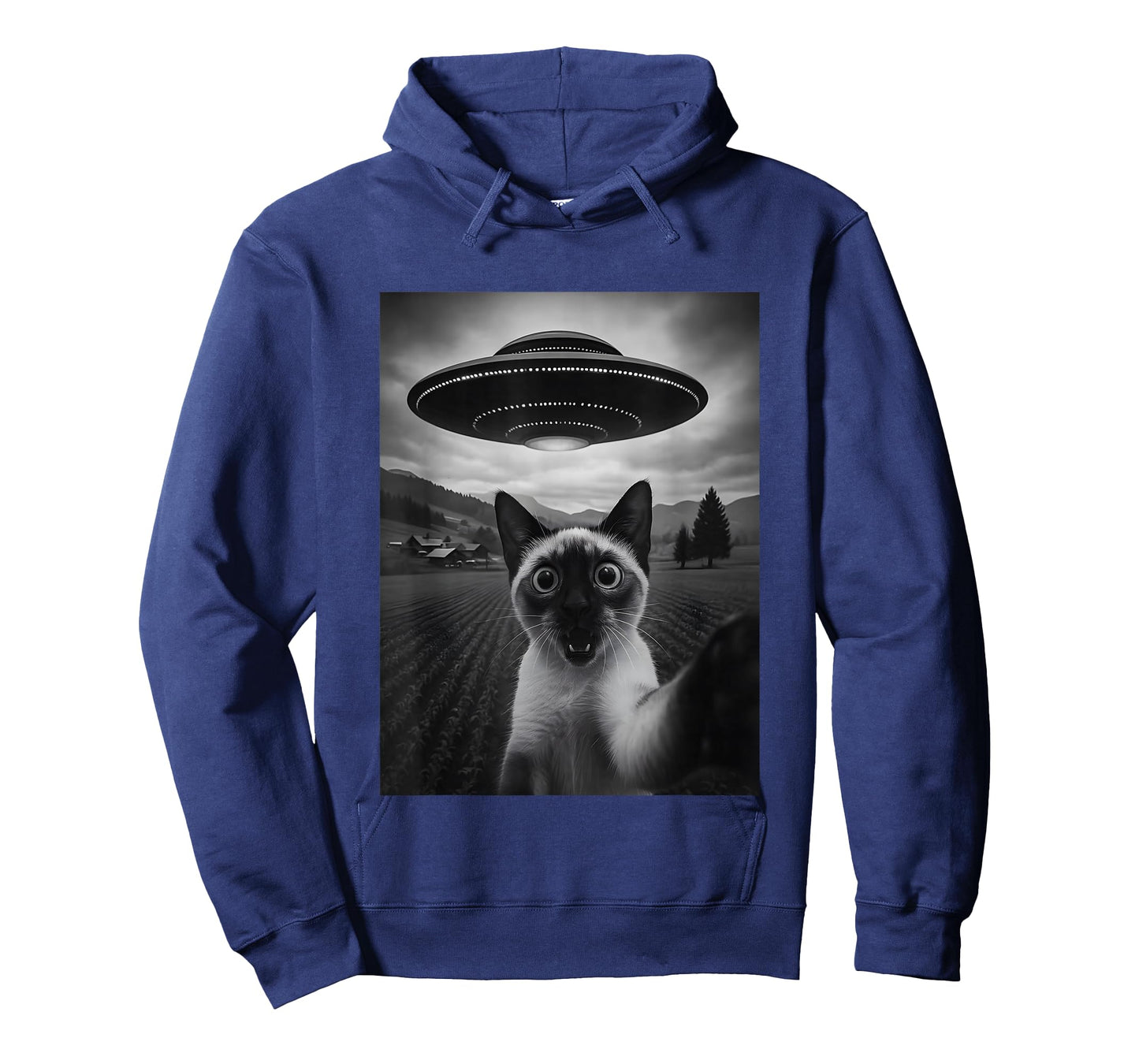 Siamese Cat Selfie Funny Alien Abduction Meme Artwork T-Shirt
