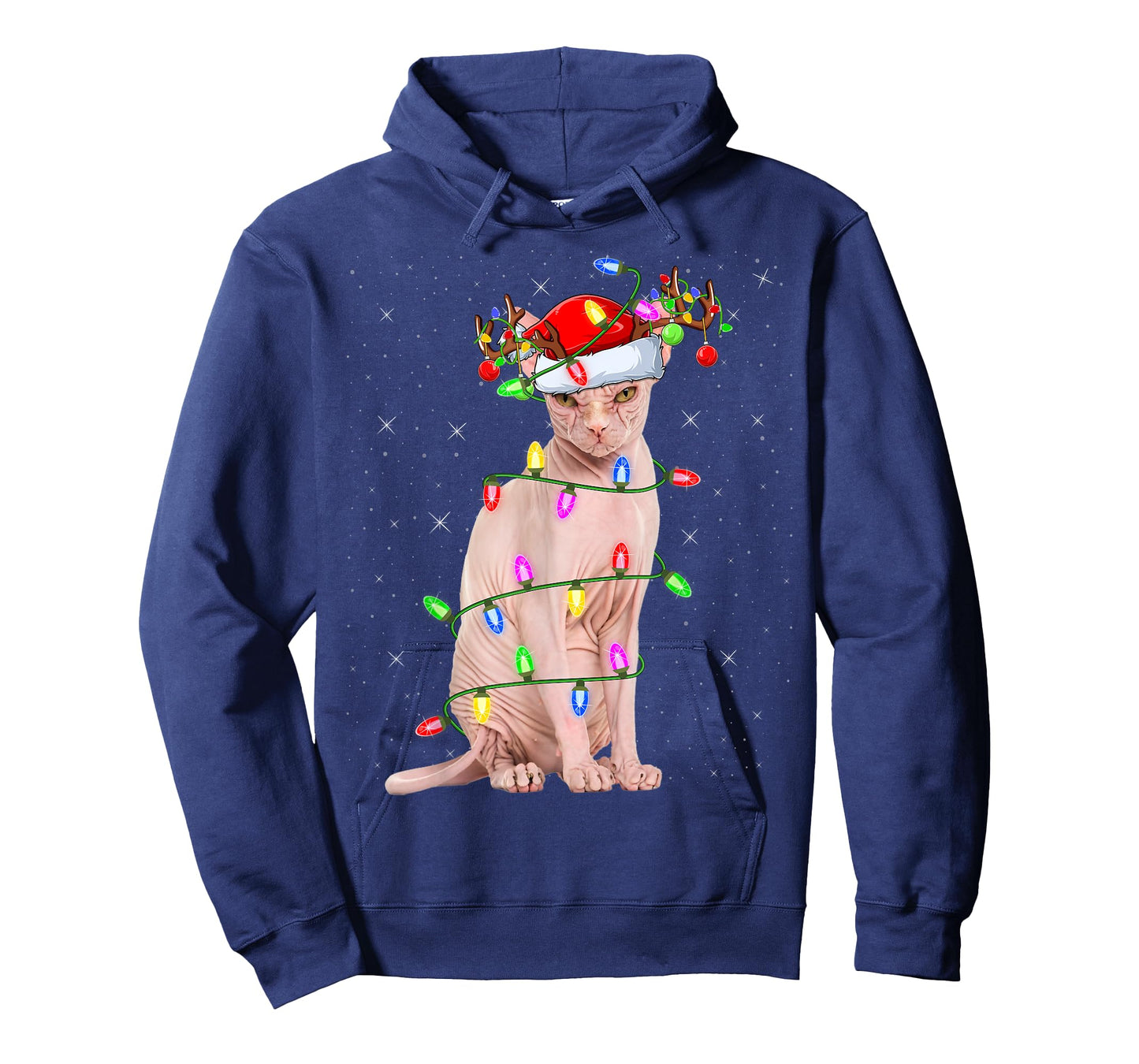 Sphynx Cat Lover Xmas Lighting Santa Sphynx Cat Christmas T-Shirt