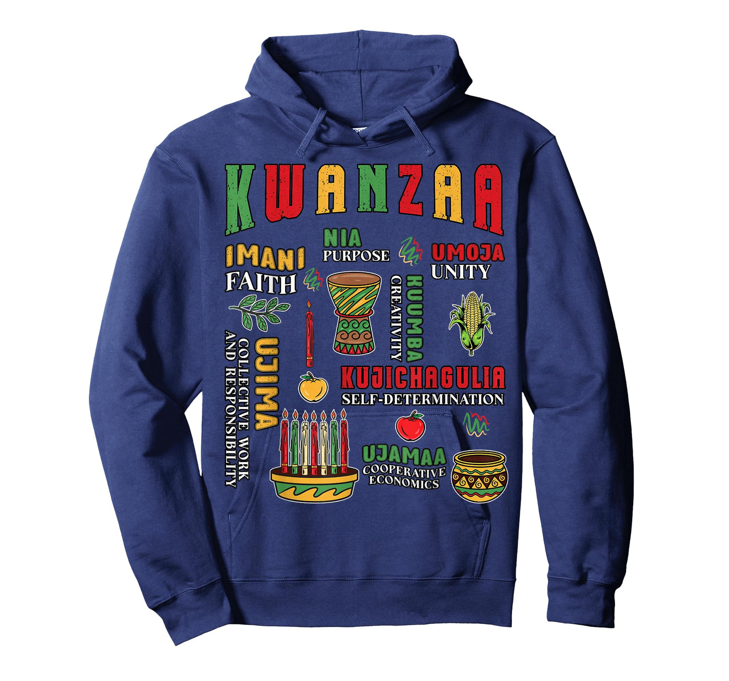 Happy Kwanzaa Drum Kinara Seven Candles African American T-Shirt