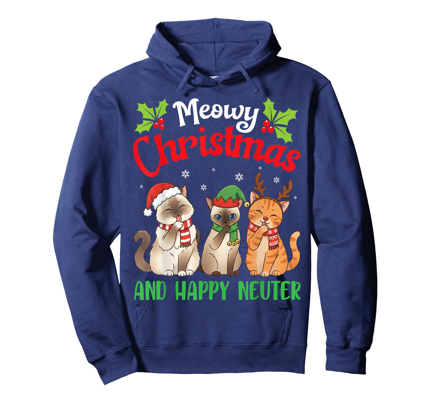 Meowy Christmas and Happy Neuter Funny Cat Holiday Lover T-Shirt