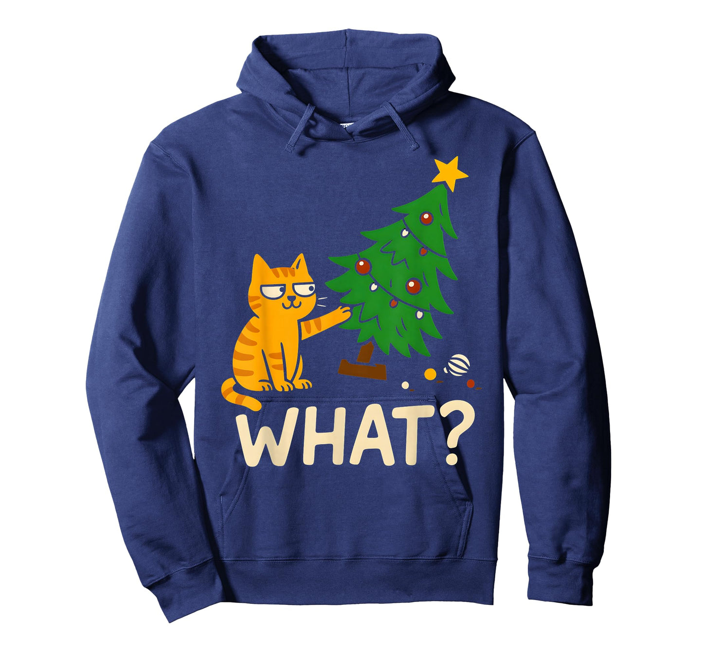 Tabby Cat Xmas Cat Pushing Christmas Tree Over Cat What? T-Shirt