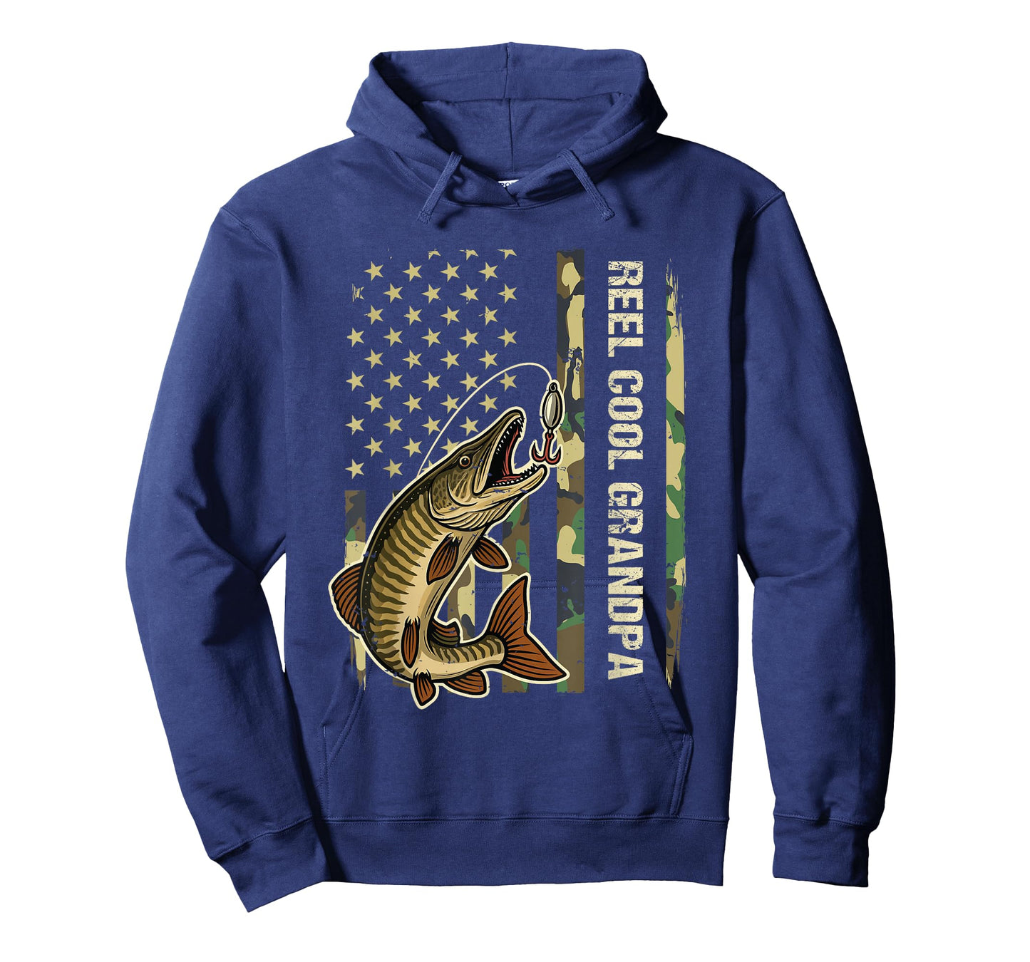 Reel Cool Grandpa Muskie Fishing Fisherman American Flag T-Shirt