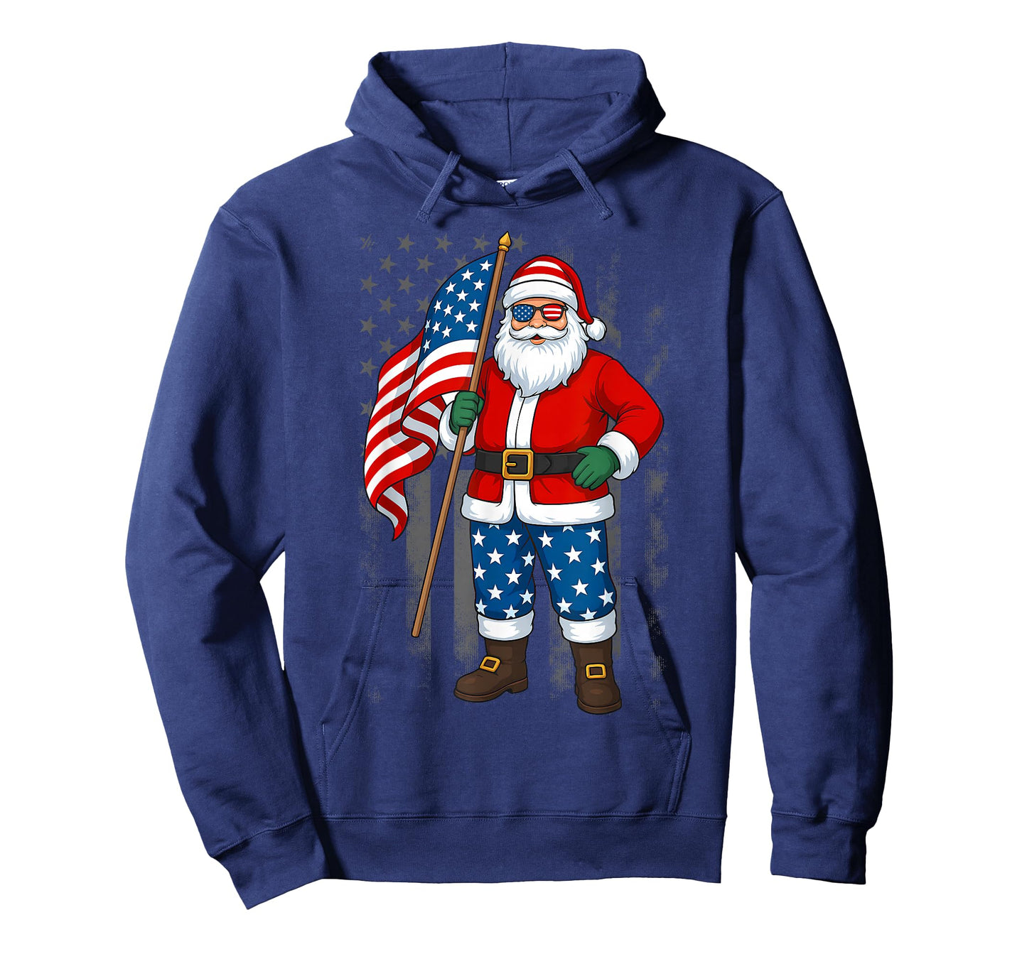 Santa USA American Flag Christmas In July Happy 4th Of July T-Shirt