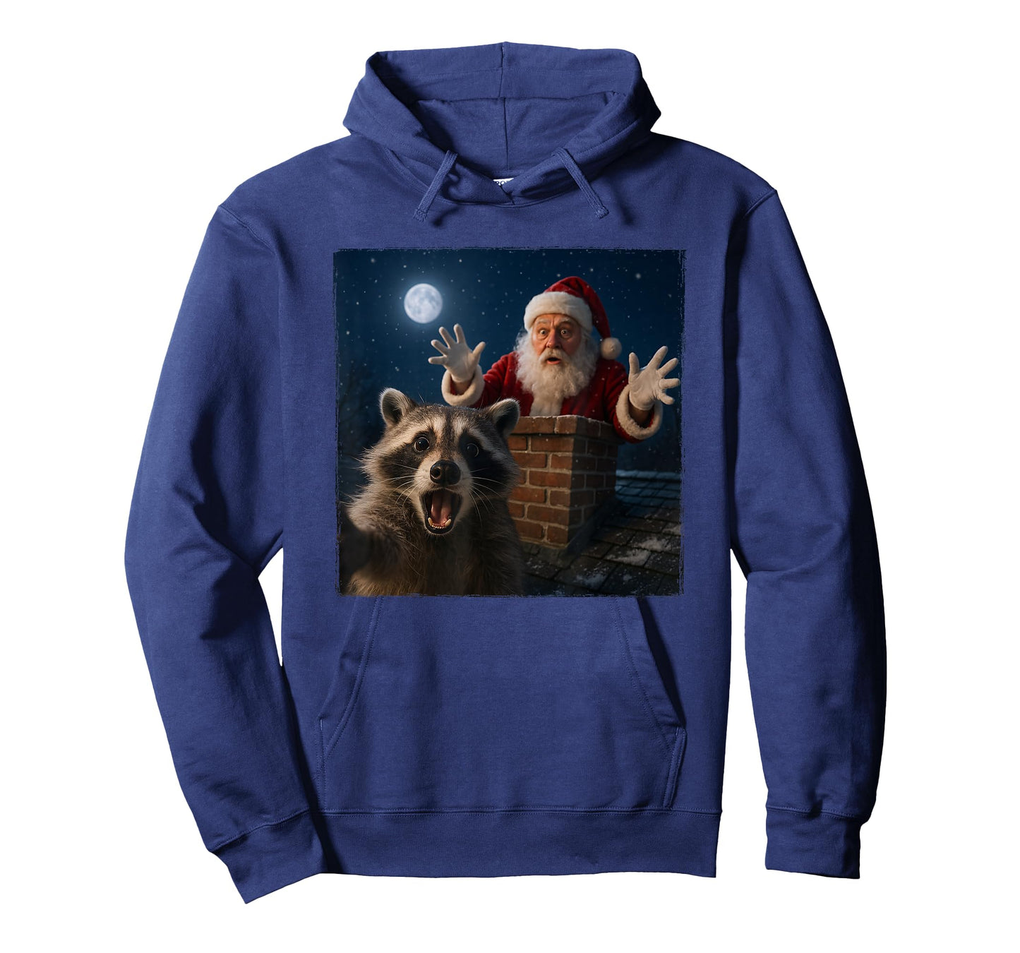 Funny Raccoon Selfie with Santa in Chimney Christmas T-Shirt