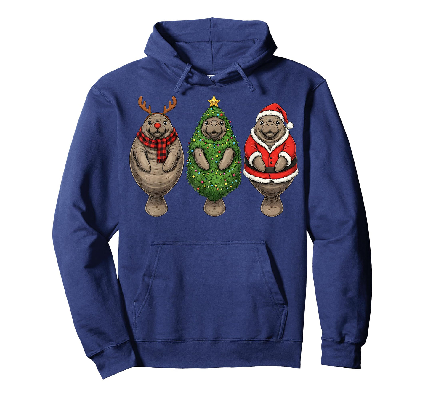 Retro Christmas Manatee Santa Reindeer T-Shirt