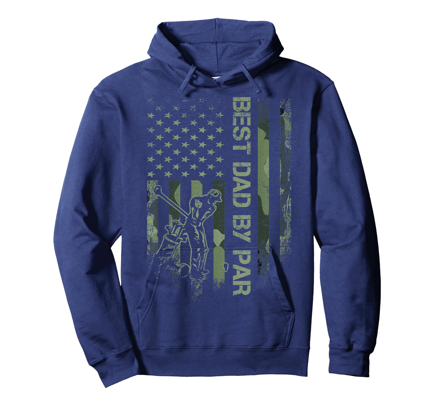 Vintage American Camo Flag Best Dad By Par Golfer Silhouette T-Shirt