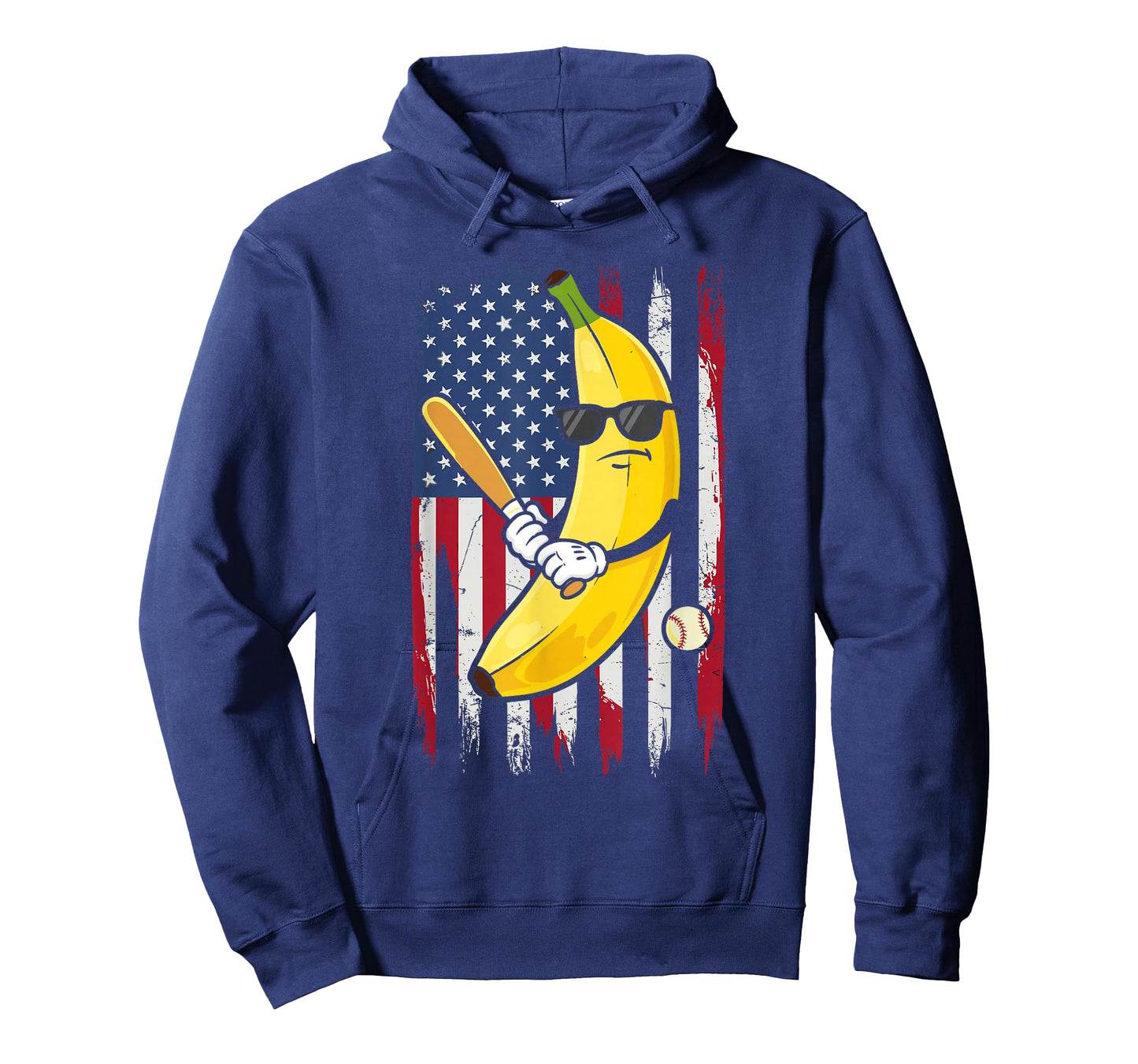 Banana Baseball Player on American Flag for Sports Fans T-Shirt