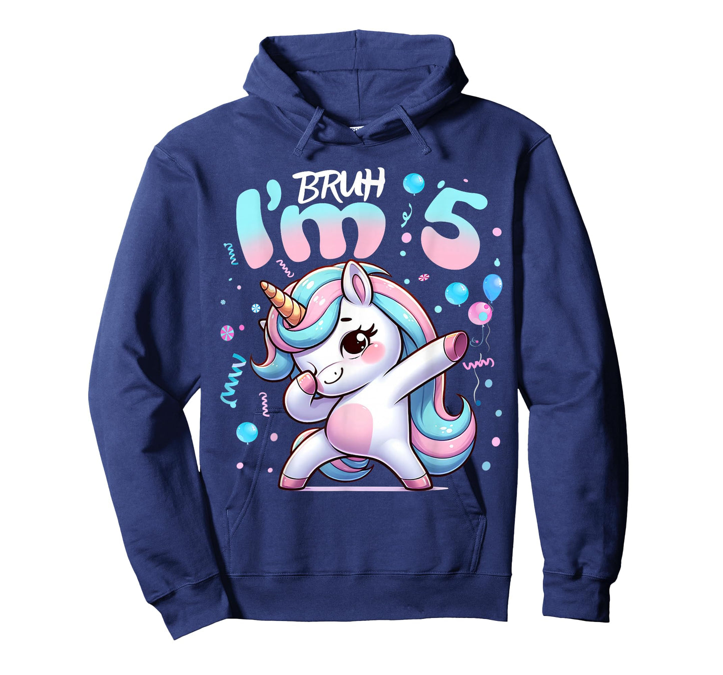 5th Birthday Girl Dabbing Unicorn Bruh I'm 5 Years Old Girls T-Shirt