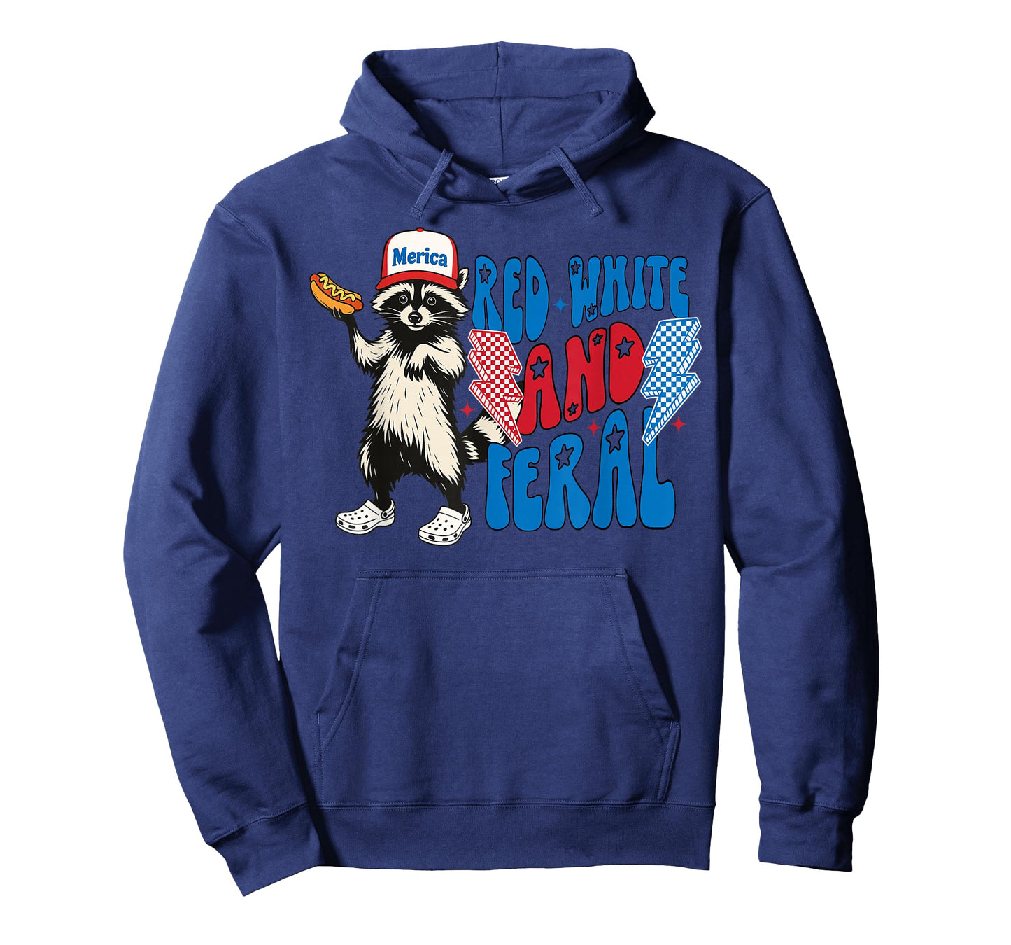 Red White and Feral Funny Raccoon 4th of July Saying Meme T-Shirt