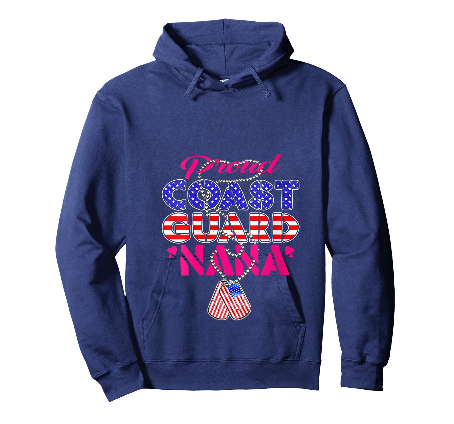 Womens Proud US Coast Guard Nana US Flag Dog Tags Military Grandma V-Neck T-Shirt