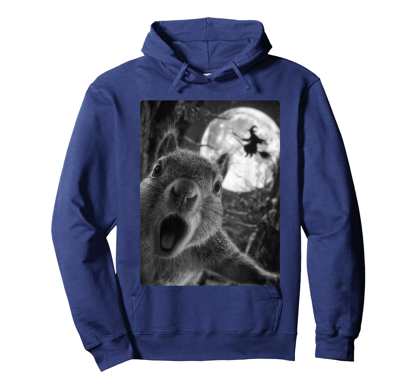 Funny Squirrel Selfie with Full Moon Flying Witch Halloween T-Shirt