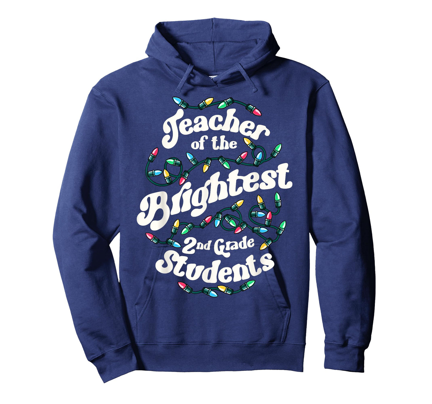2nd Grade Teacher Christmas Lights School Brightest Students T-Shirt
