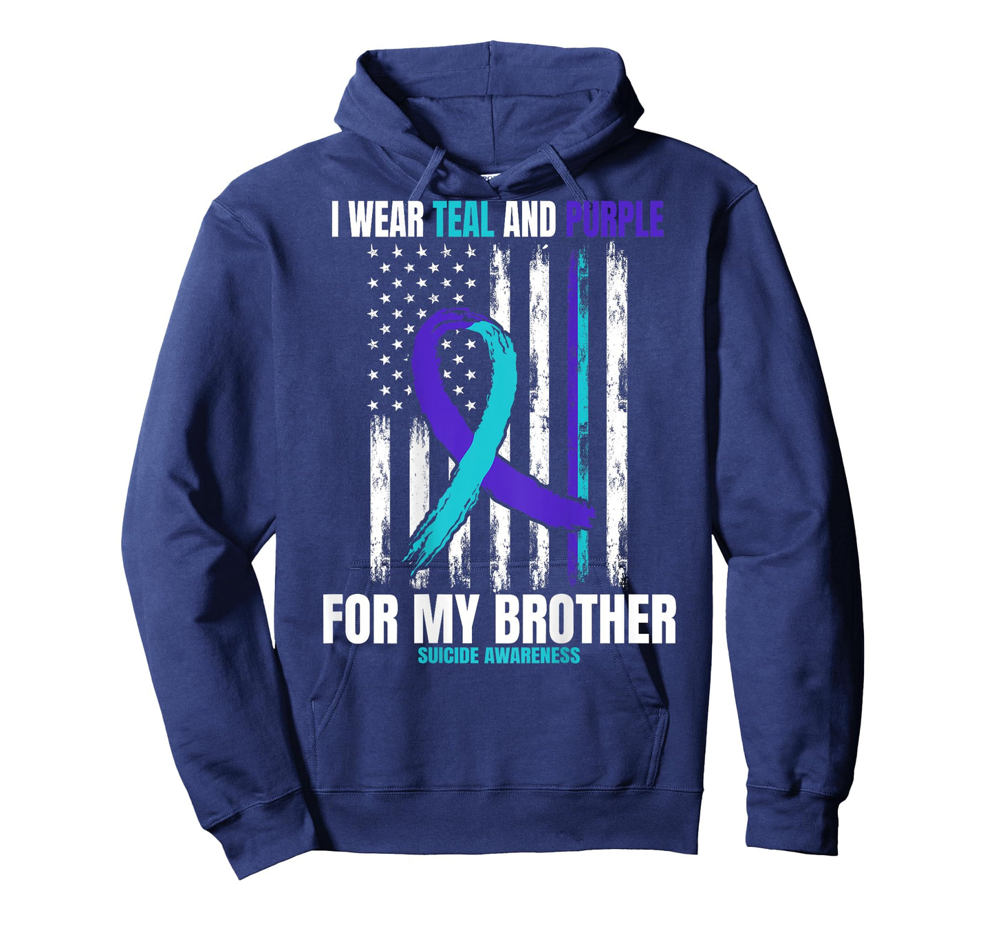 In Memory Of Brother Suicide Awareness Flag Graphic on Back T-Shirt