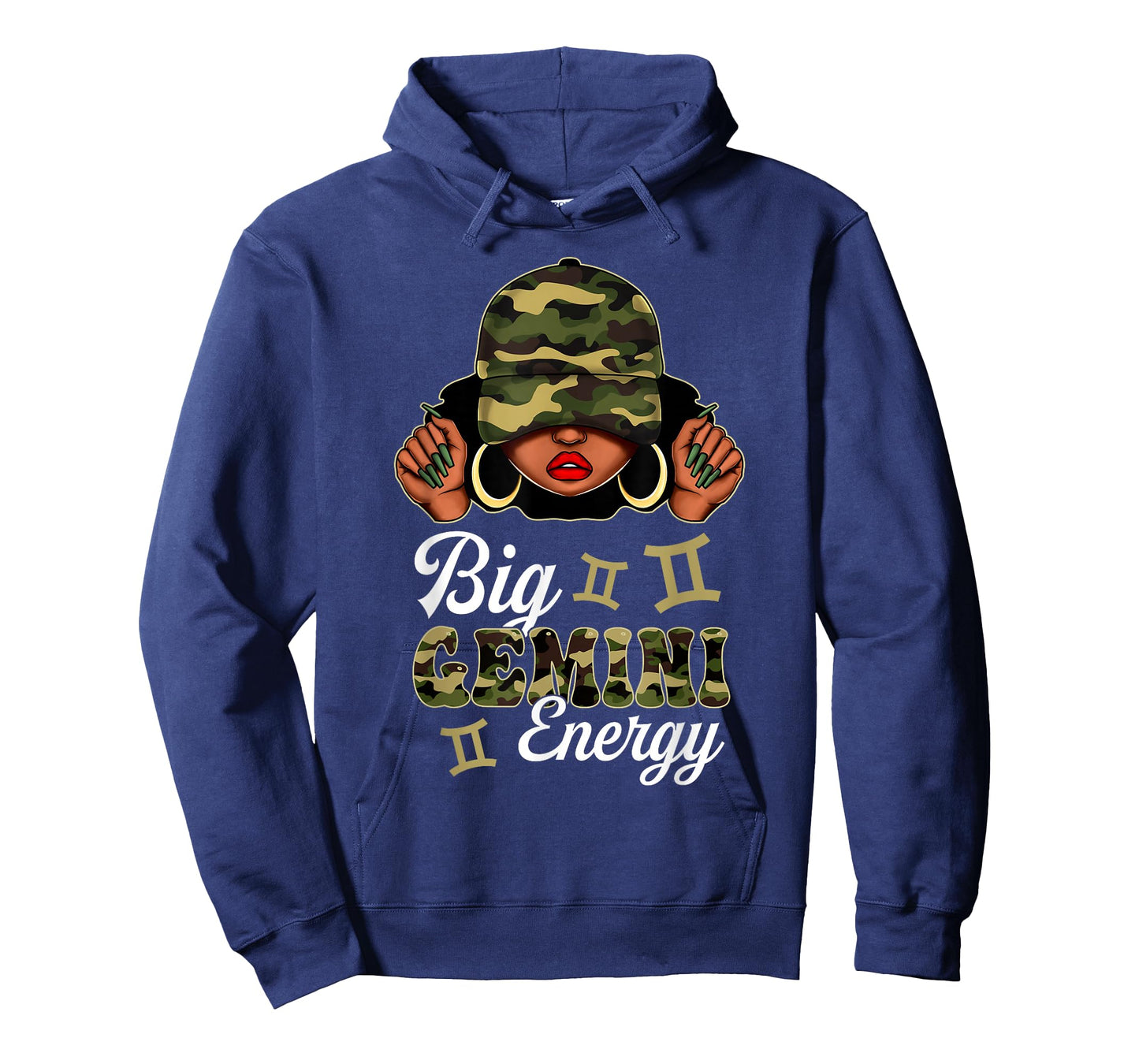 Big Gemini Energy Black Woman Camouflage Zodiac Sign T-Shirt