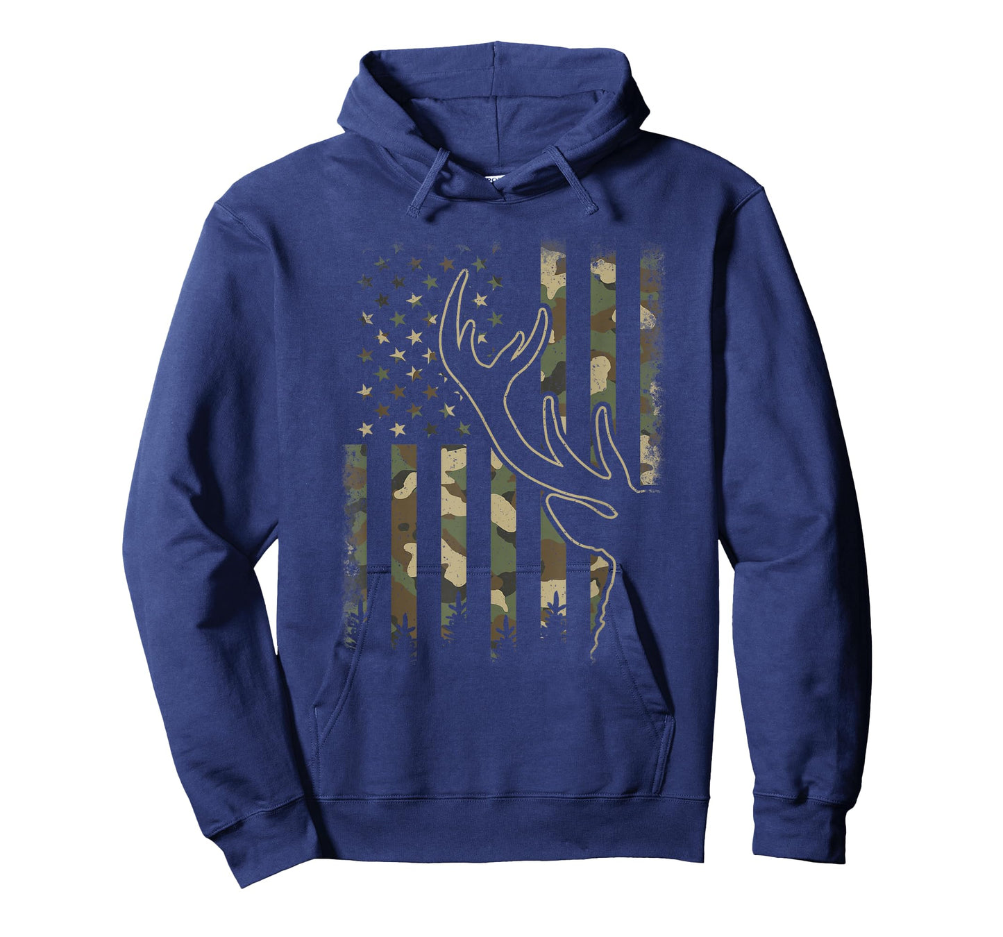 Camo US Flag Elk Buck Camouflage Deer Hunting Hunter Men T-Shirt