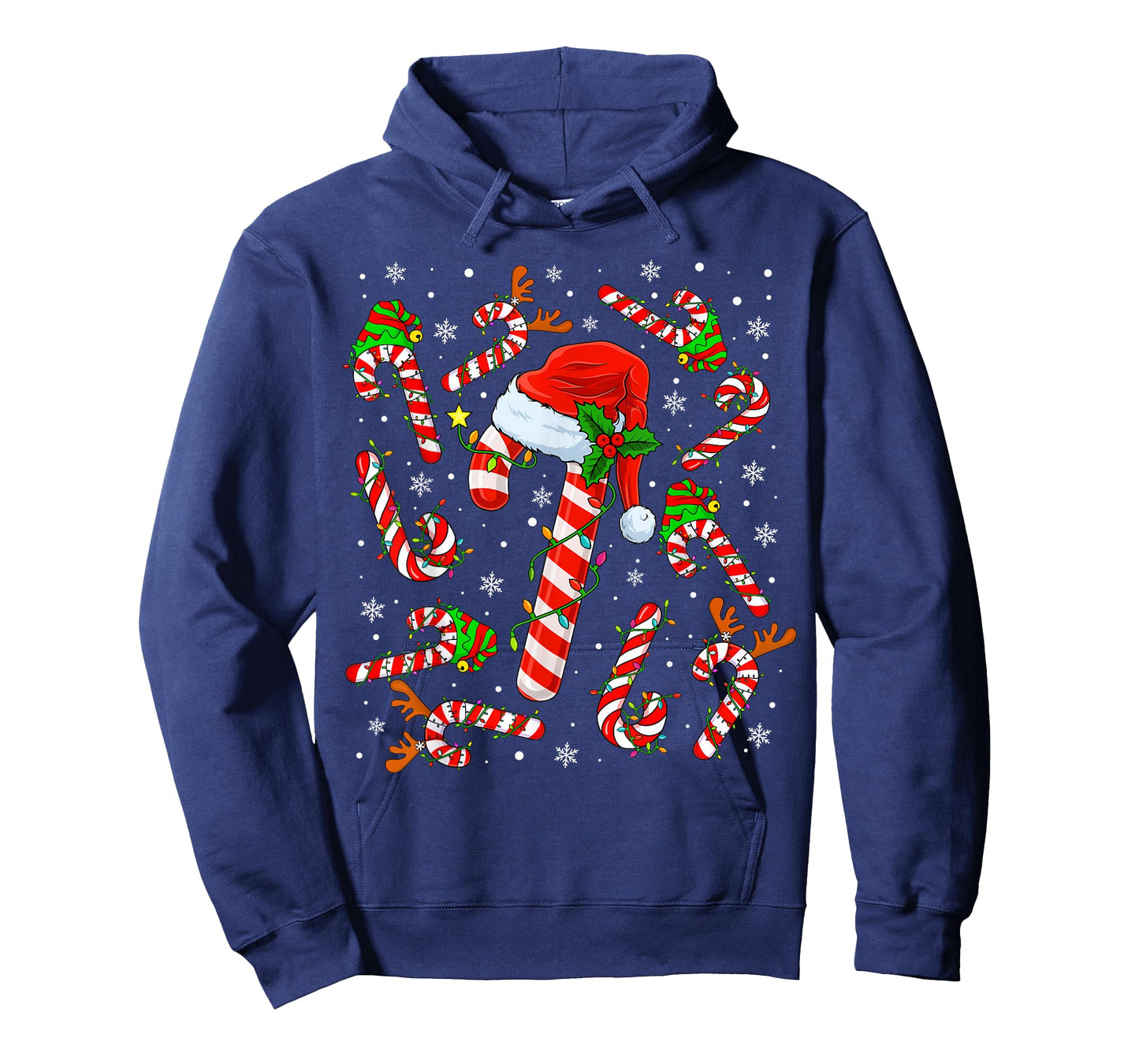 Christmas Candy Cane Santa Hat Reindeer Funny Xmas Light T-Shirt