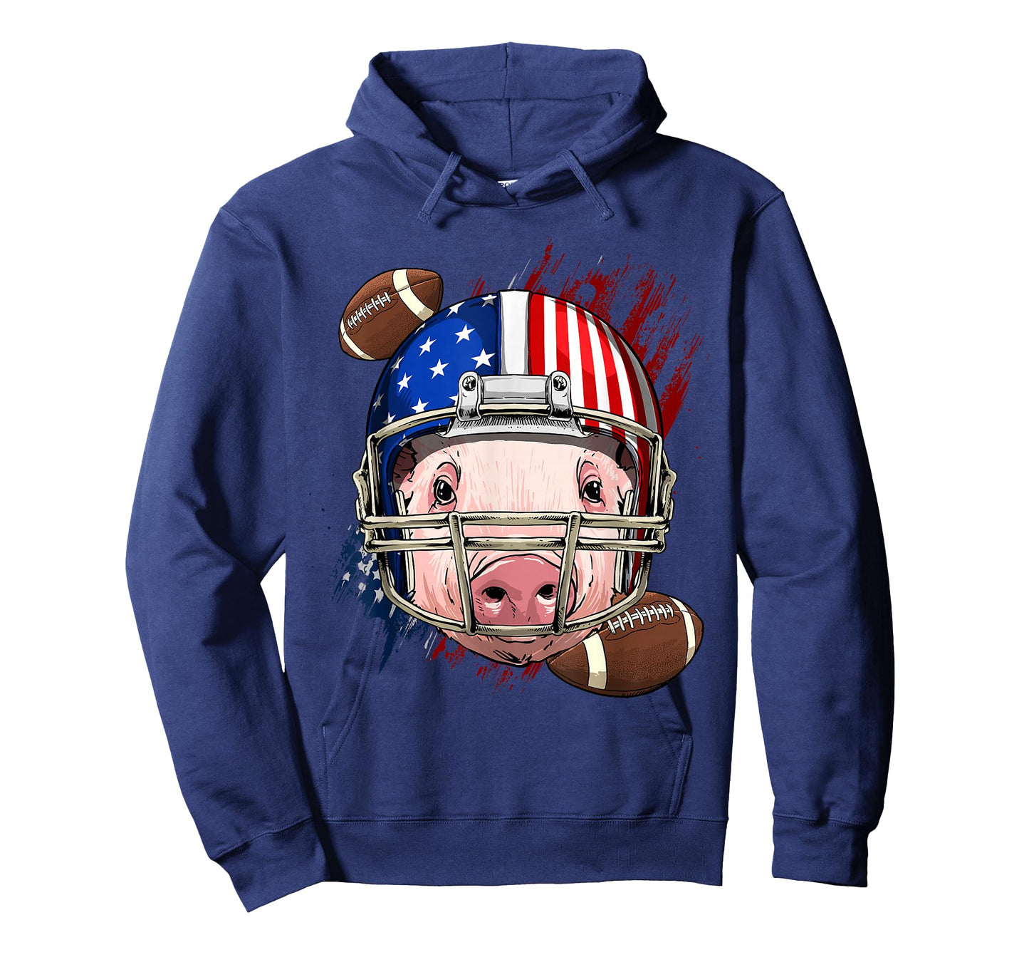American Football Player Pig Face Farm Animal US Patriotic T-Shirt