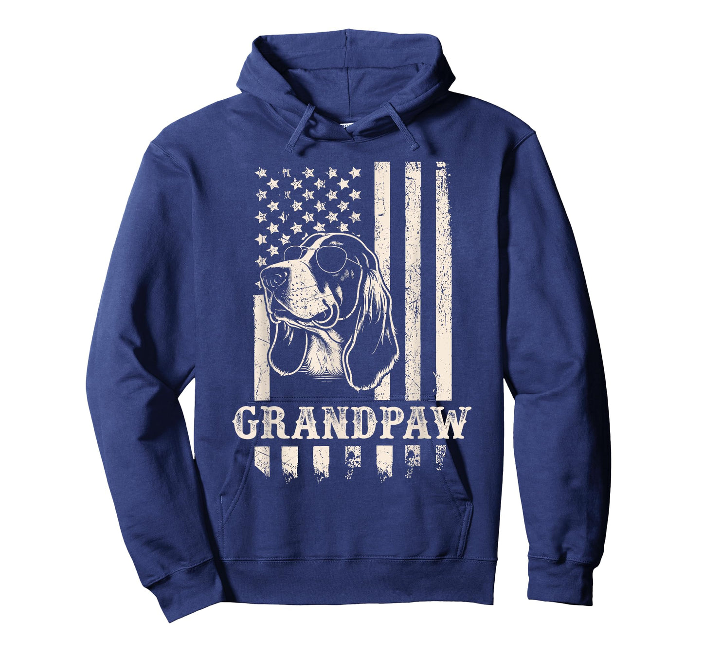 Grandpaw Basset Hound American Flag Sunglasses Retro Grandpa T-Shirt