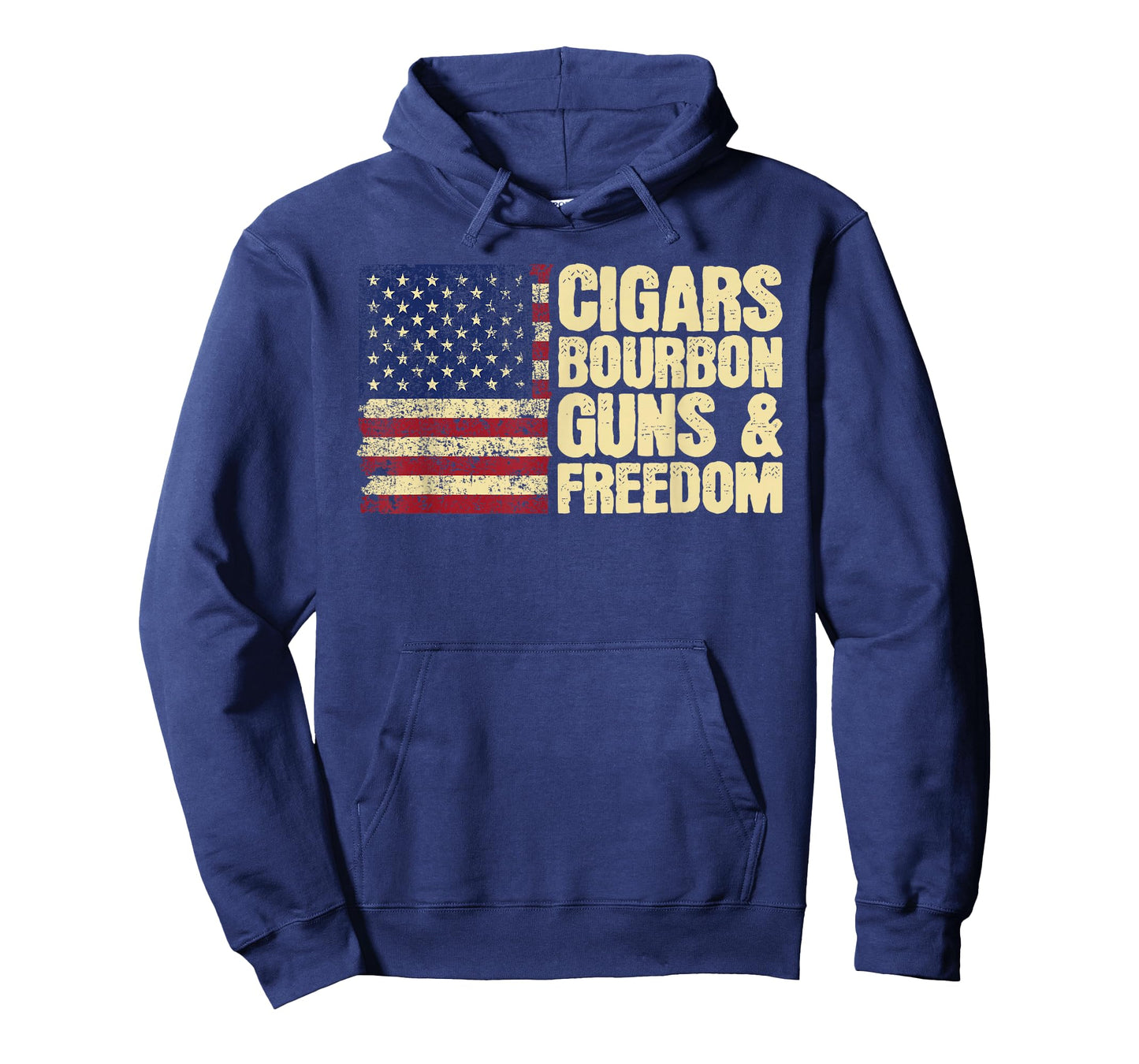 Cigars Bourbon Guns and Freedom American Flag T-Shirt