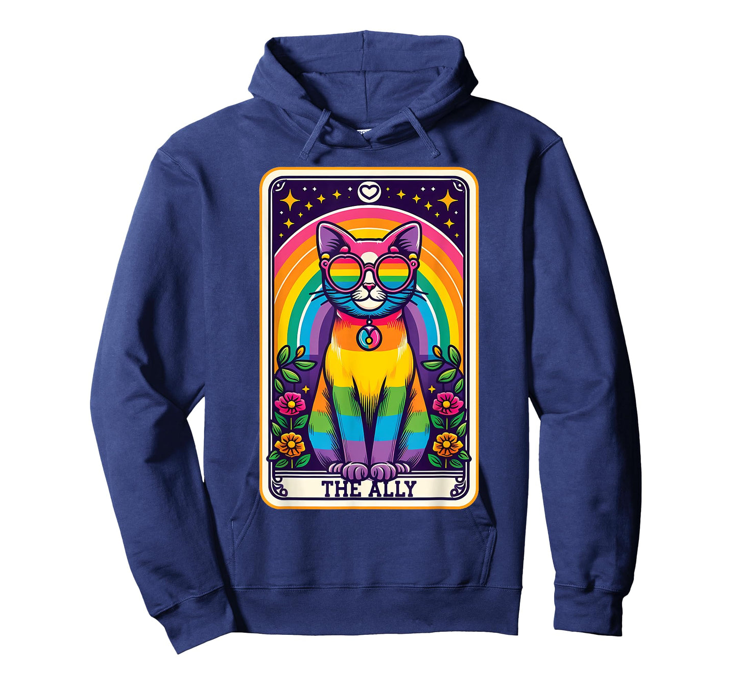 Tarot Card Cat The Ally, Gay Pride Rainbow LGBTQ Cat T-Shirt for Men Women