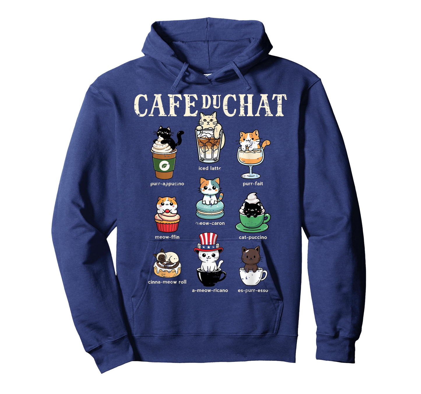 Cat Coffee Cafe Du Chat Funny Kitten Women Girls Kids Men T-Shirt
