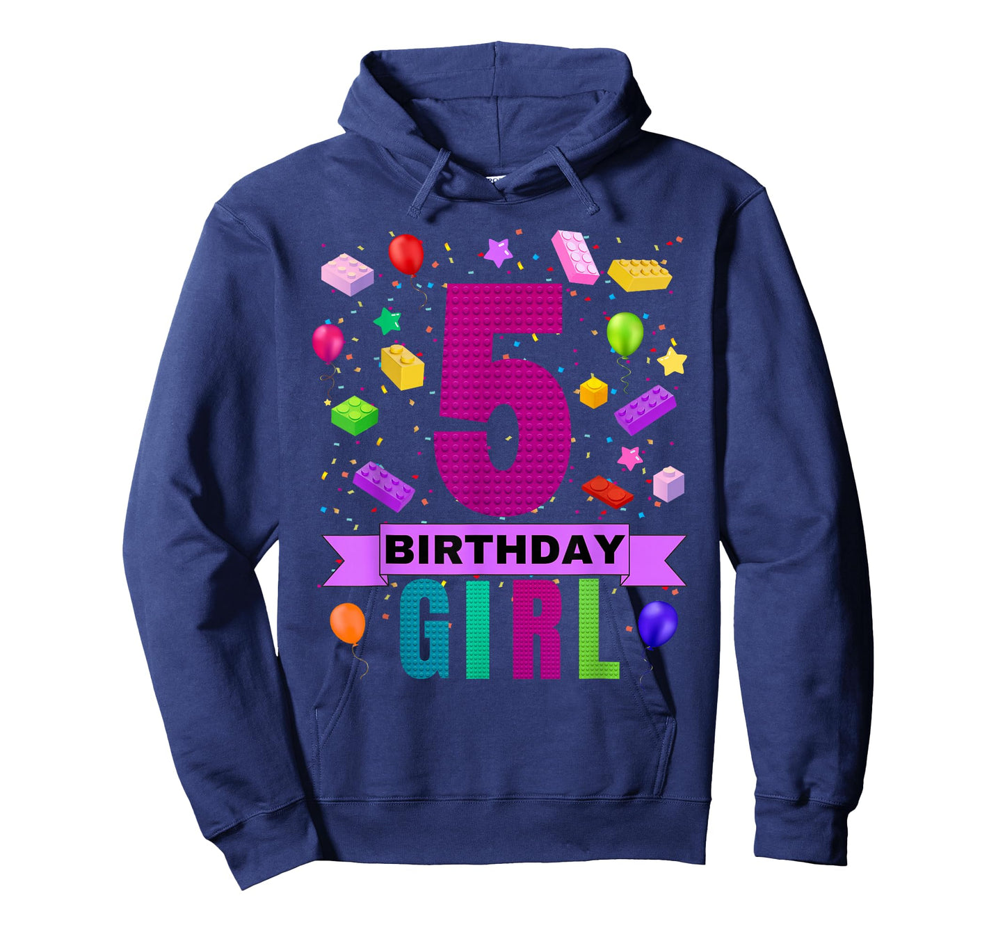 Girl 5 Year Old Building Bricks 5th Birthday Blocks T-Shirt