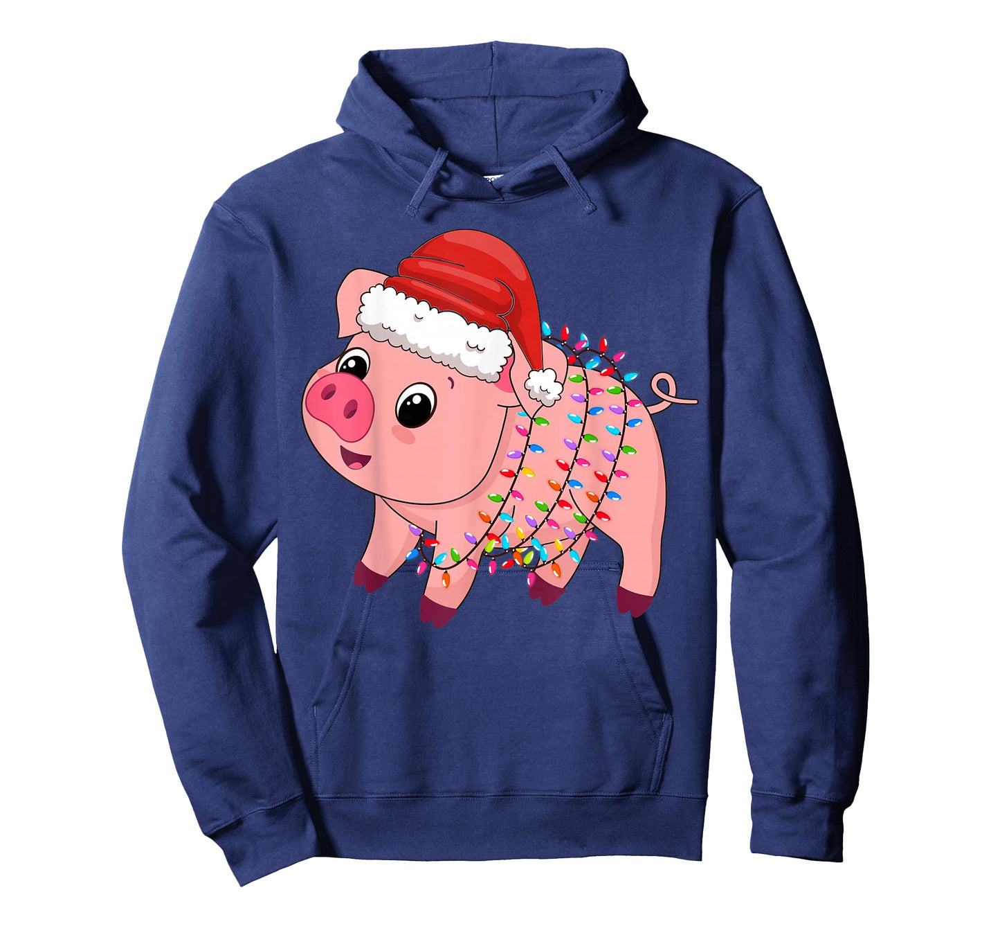 Christmas Lights Pig Wearing Xmas Hat - Pig Lover Farmer T-Shirt