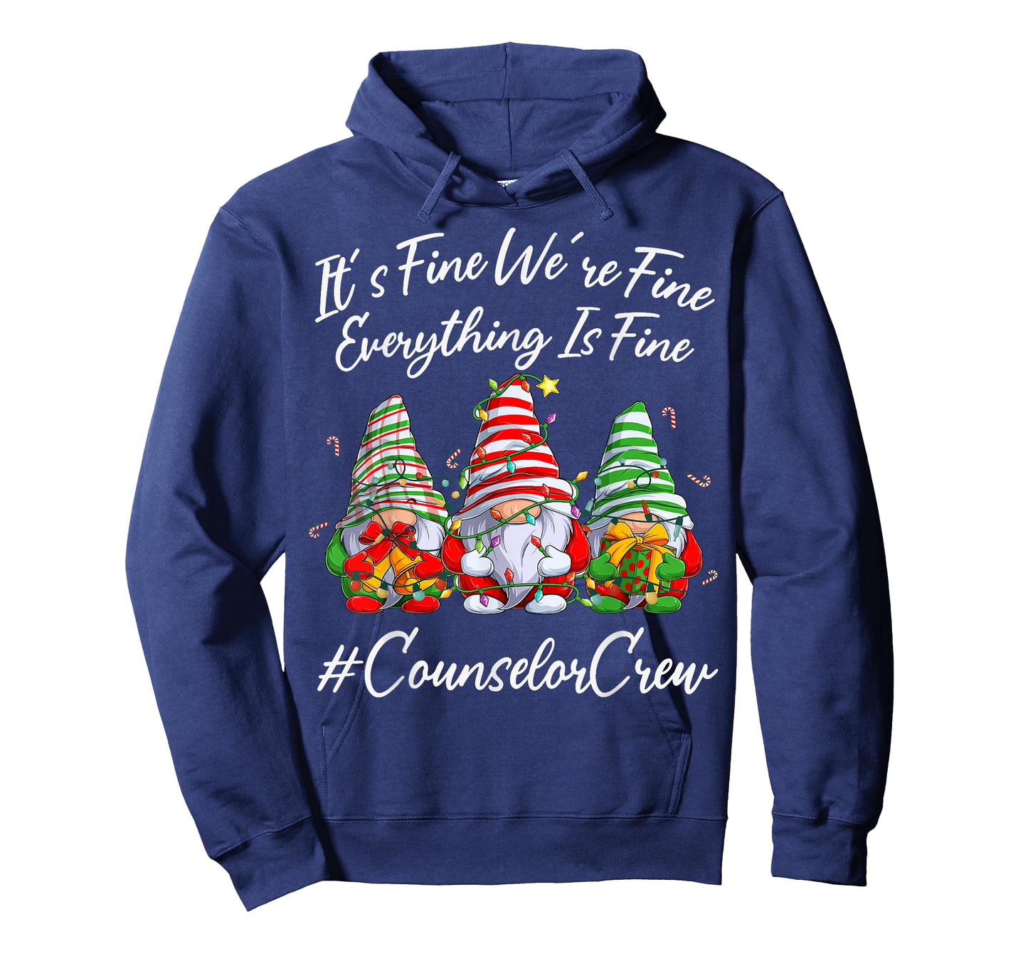 Counselor Crew Xmas Everything Is Fine Christmas Gnomie T-Shirt
