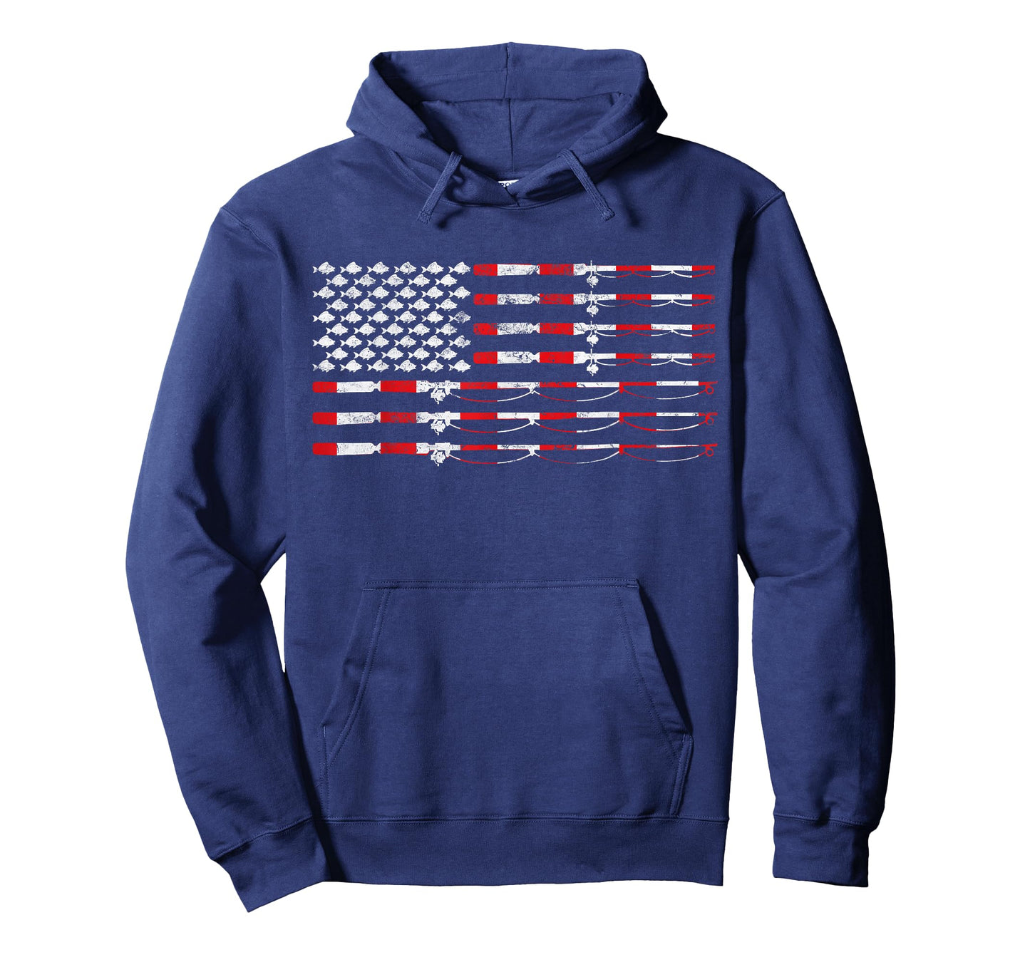 Fishing Fly Rod American Flag Gift for Fisherman T-Shirt Small