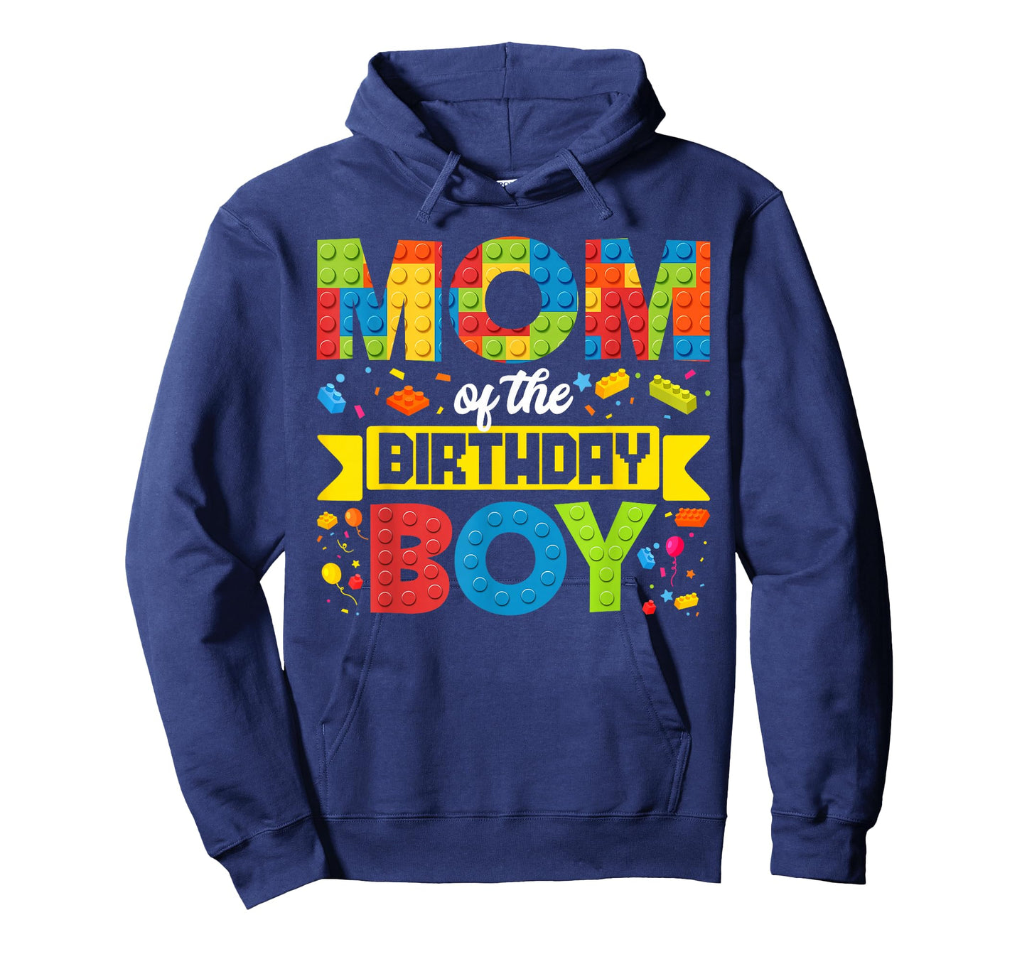 Mom of The Birthday Boy Master Builder Kids Building Blocks T-Shirt